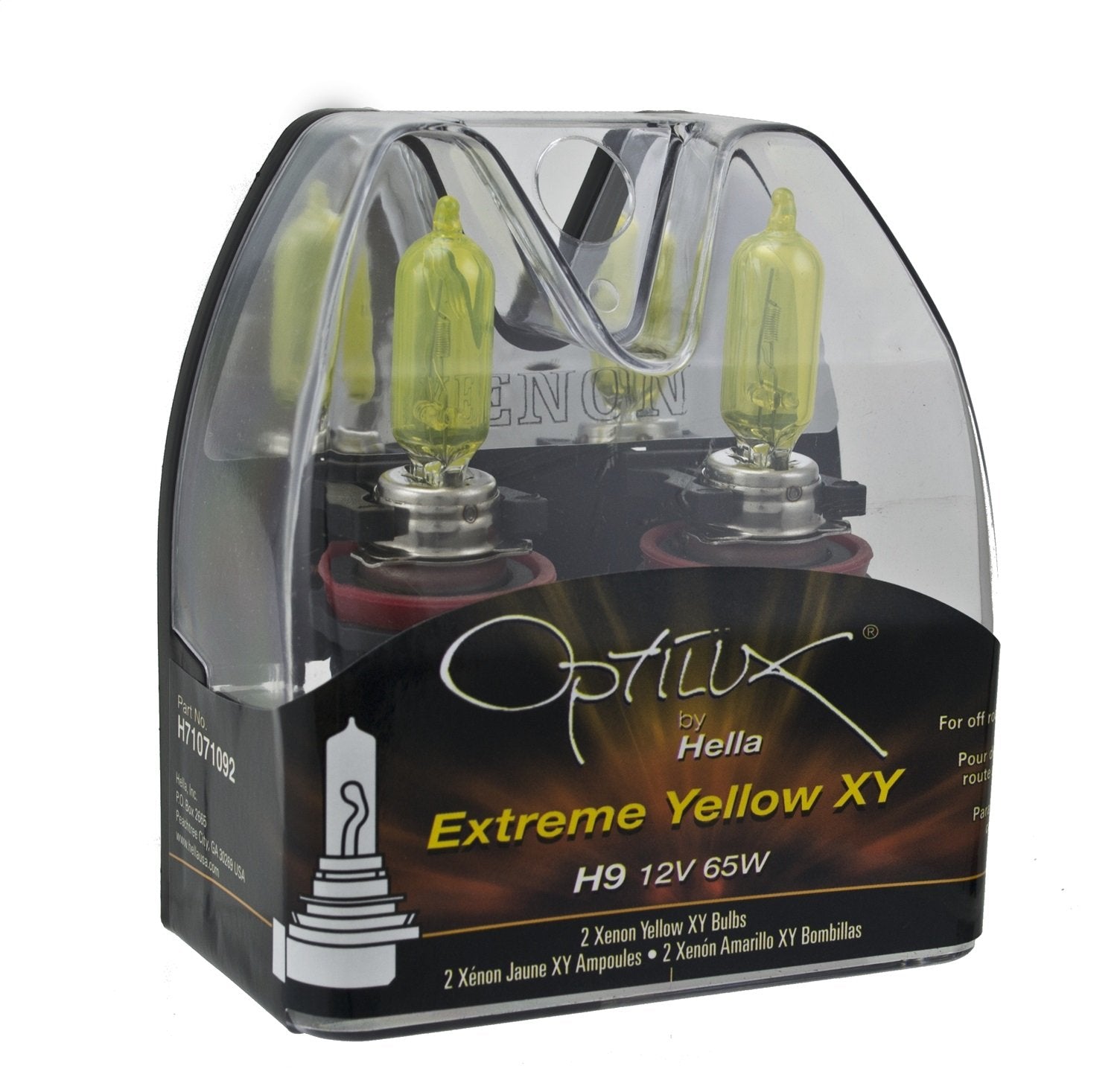 Hella H71071092 Optilux XY Series H9 Xenon Yellow Halogen Bulbs, 12V, 65W, 2 Pack
