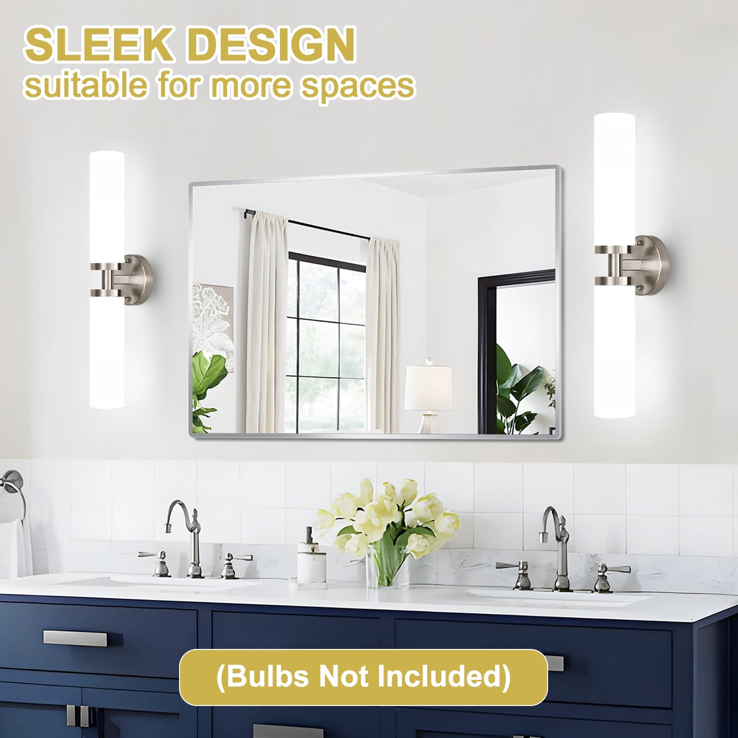 Indoi Wall Sconces Set Of Two  Brushed Nickel Gold Bathroom Sconces Wall Lighting With Milky White Glass  Modern Sconces Wall Decor Set Of 2 Bathroom Light Fixtures For Mirror Living Room Bedroom