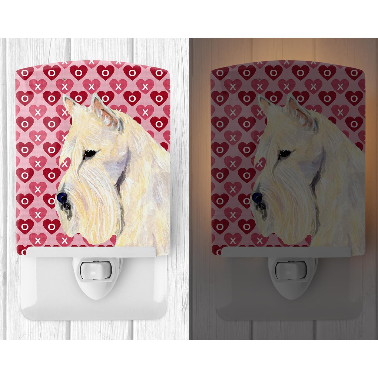 Carolines Treasures Ceramic Night Light, Scottish Terrier Hearts, UL-Certified, 6x4x3in, Multicolor, Model SS4530CNL