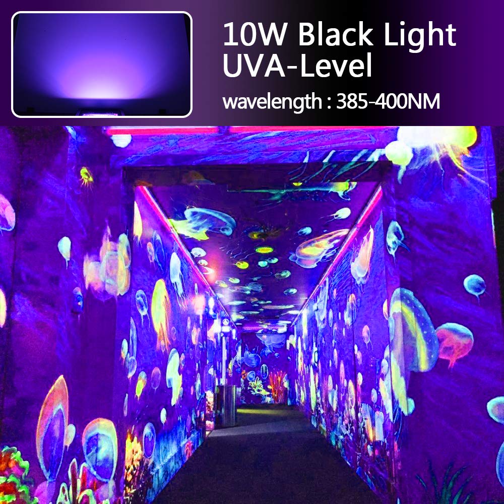 Lysed 10W Uv Led Black Light Flood Light,Ip66 Waterproof For Aquarium, Indoor Or Outdoor Parties, Party Supplies, Halloween Decorations,Glow In The Dark(3 Pack)