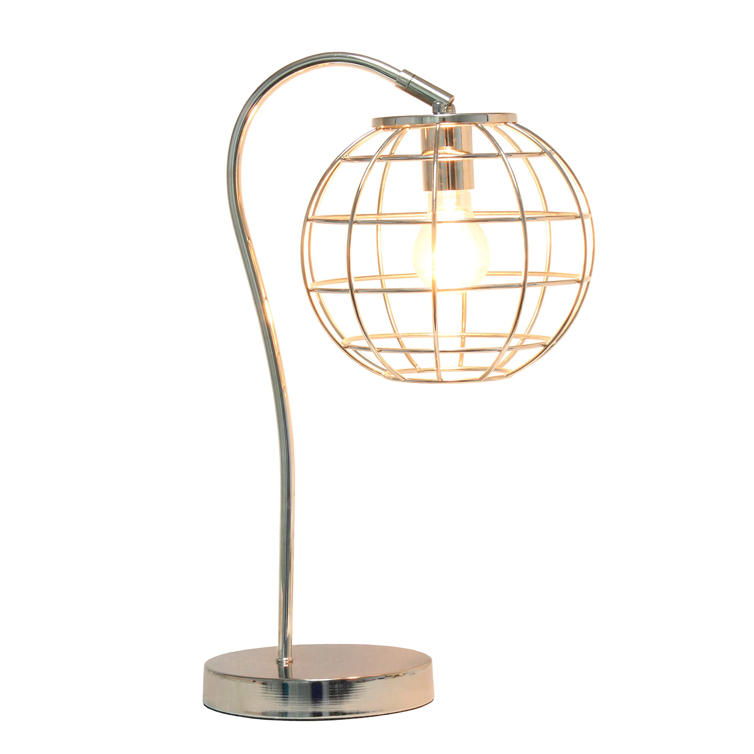 Elegant Designs LT2068-CHR Metal Table Lamp, Chrome Finish, Caged Design