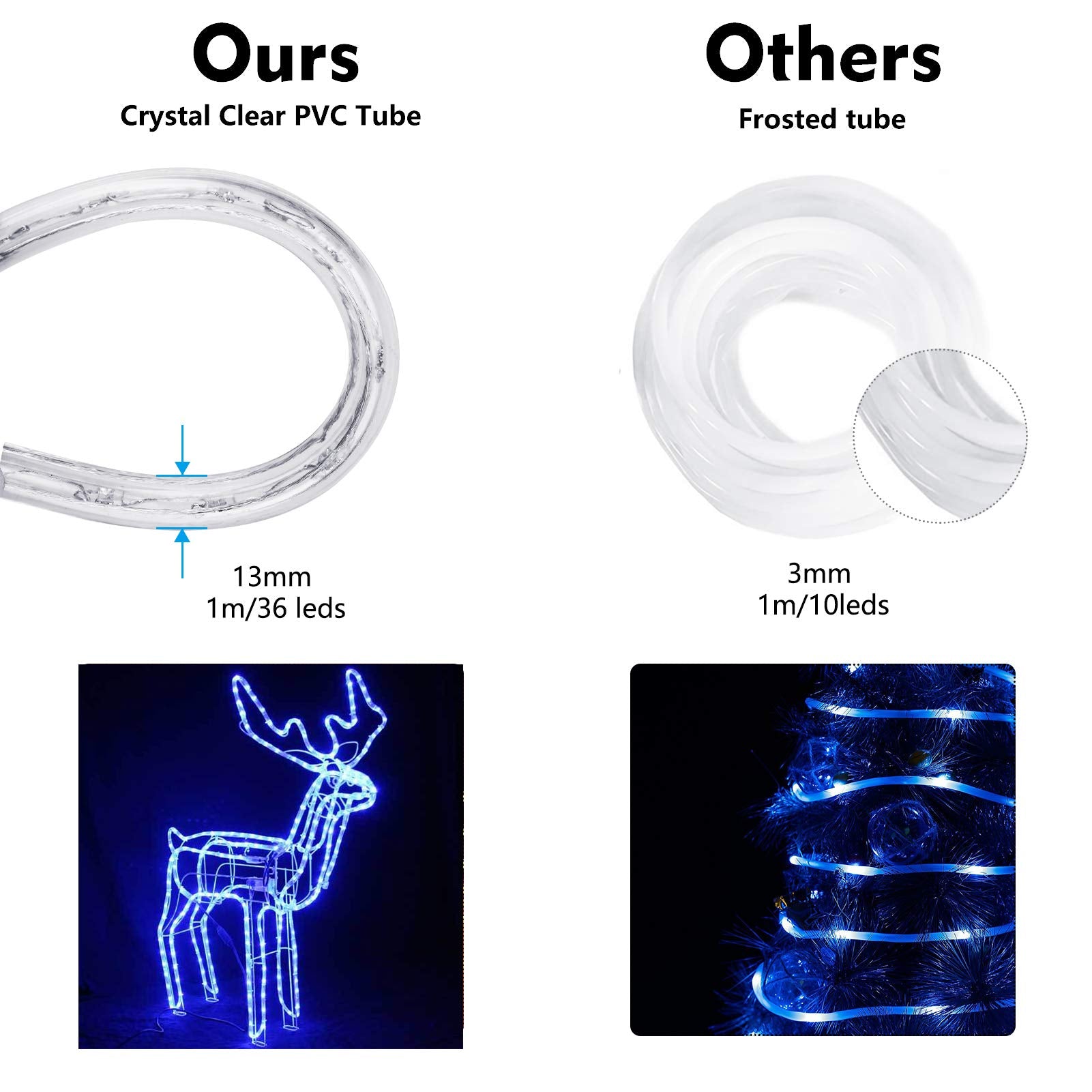 Brizled 18ft RGB Color Changing Rope Lights - 180 LED Waterproof Indoor/Outdoor Christmas Decor with Remote