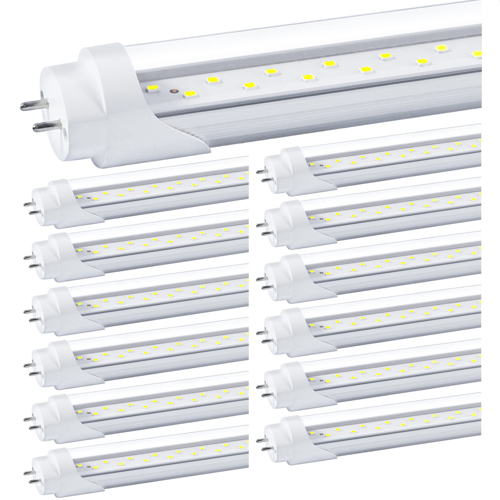 Nimgoti T8 Led Bulbs 4 Foot, 12-Pack 4Ft Led Tube Light, 24W 3200Lm, 5000K Daylight White, T8 Fluorescent Tube Replacement, Dual