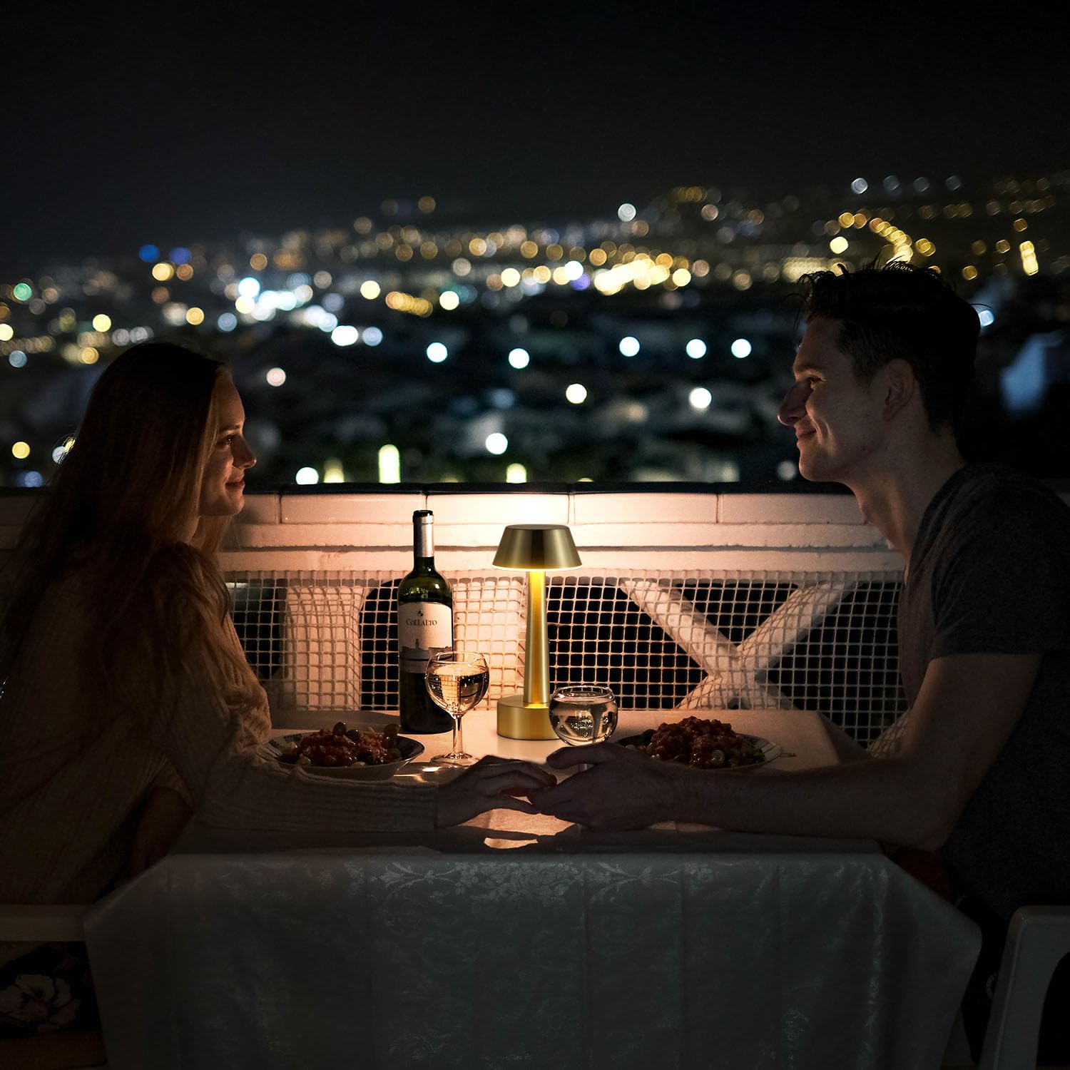 UMEXUS Cordless Table Lamp - Rechargeable, Gold, 3-Way Dimmable, Small, Portable Night Light for Home & Outdoor Decor, Model RG-15825