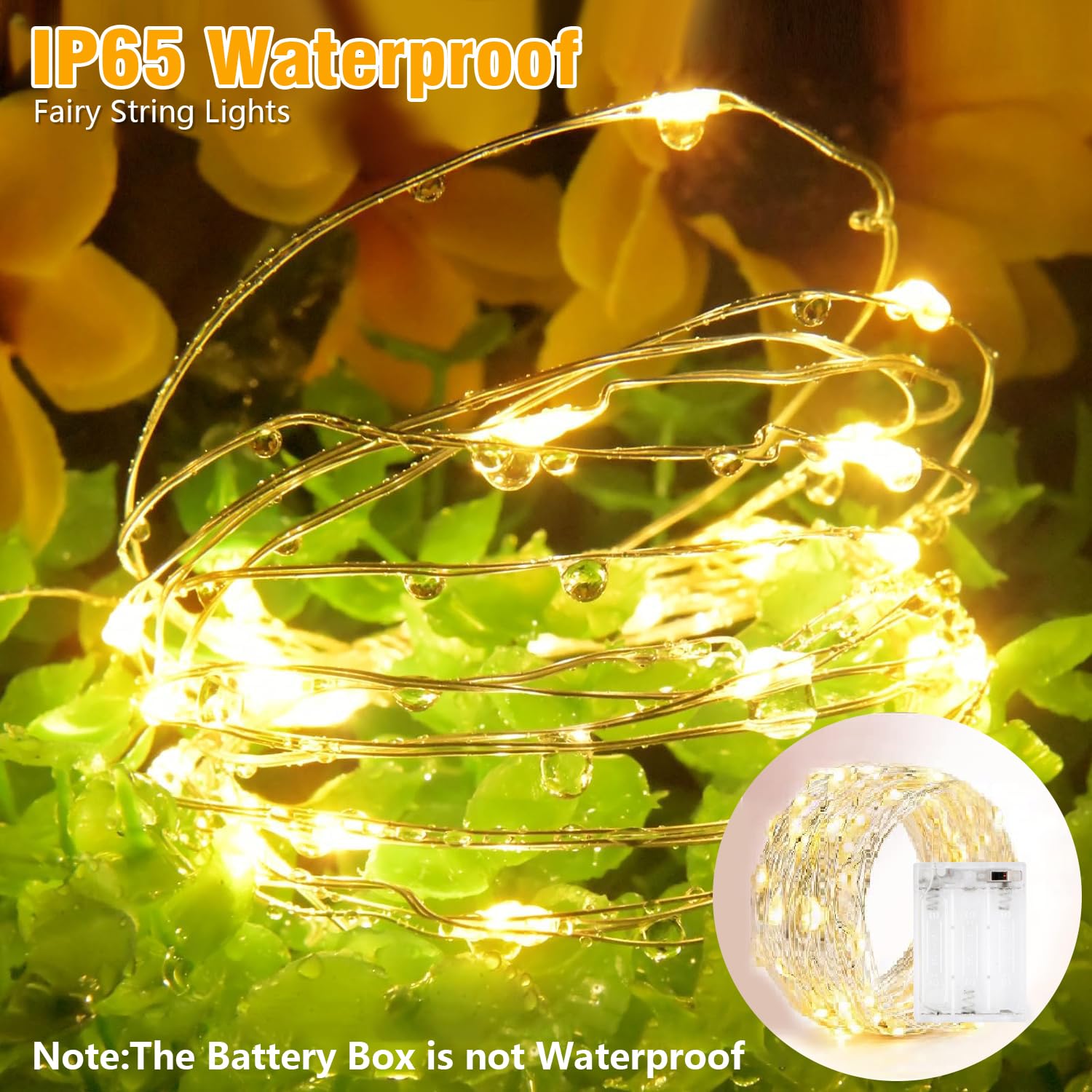 Tasodin LED Fairy Lights, Waterproof, Battery Operated, 16.4ft, Warm White, Model xyx070801, Ideal for Weddings, Home, Garden, Parties, Christmas