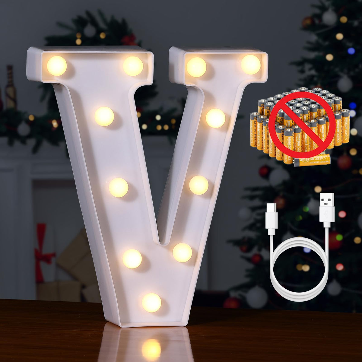 Foaky Led Gold Foaky LED Letter Lights Sign, Rechargeable Warm Light for Home Bar Dec ...