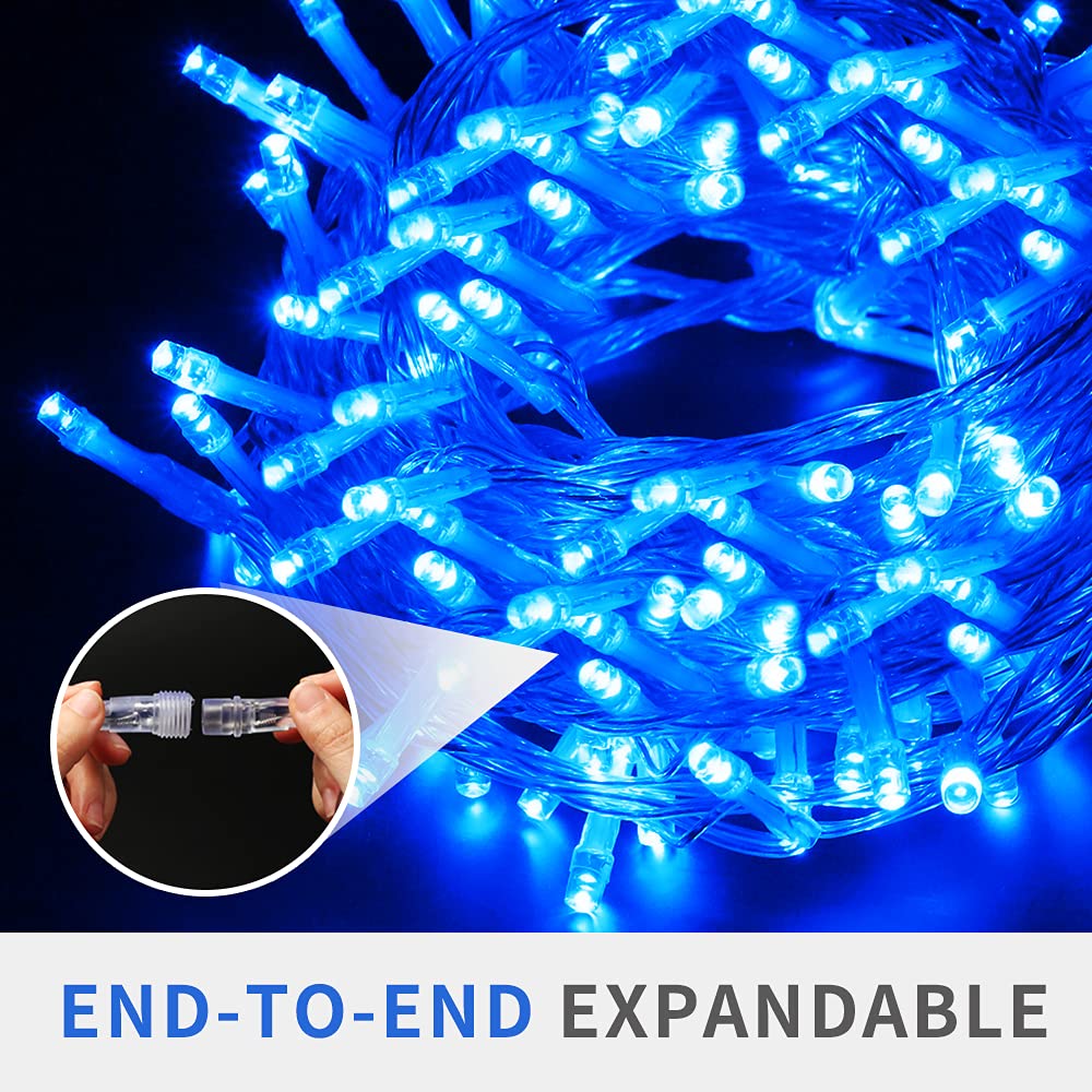 Vtechology 66Ft 200Led Blue Waterproof Christmas Lights, 8 Modes For Indoor & Outdoor Decor
