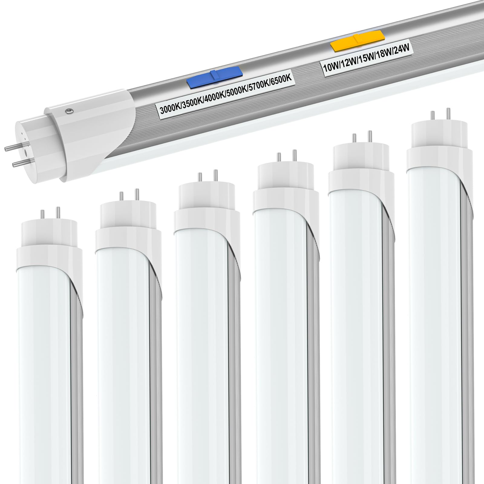 Rgbylediison T8 T12 Led Bulbs 4 Foot, 4Ft Tube Lights 6Cct 3000K-6500K/5 Power(10W-24W), Led 4Ft Fluorescent Tube Replacement, H