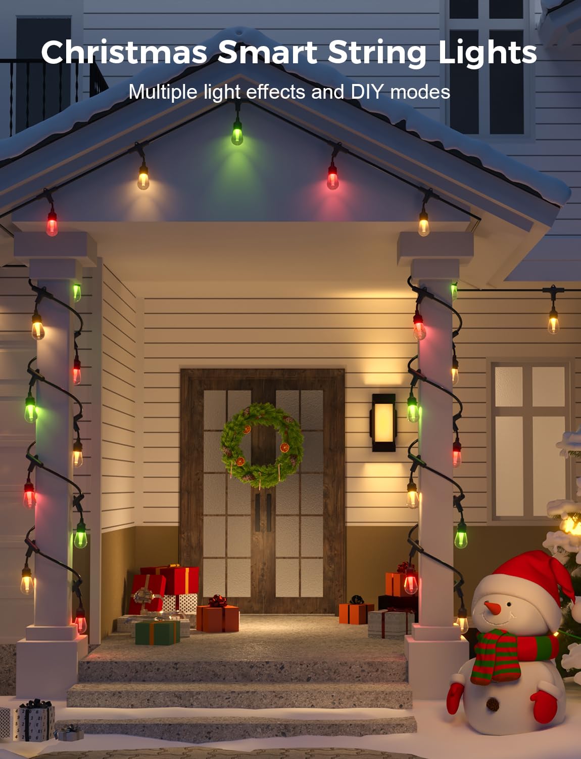 Xmcosy+ Outdoor String Lights Smart, 49Ft Rgbcwic Patio Lights Waterproof, App Control, Compatible With Alexa, Color Changing Le