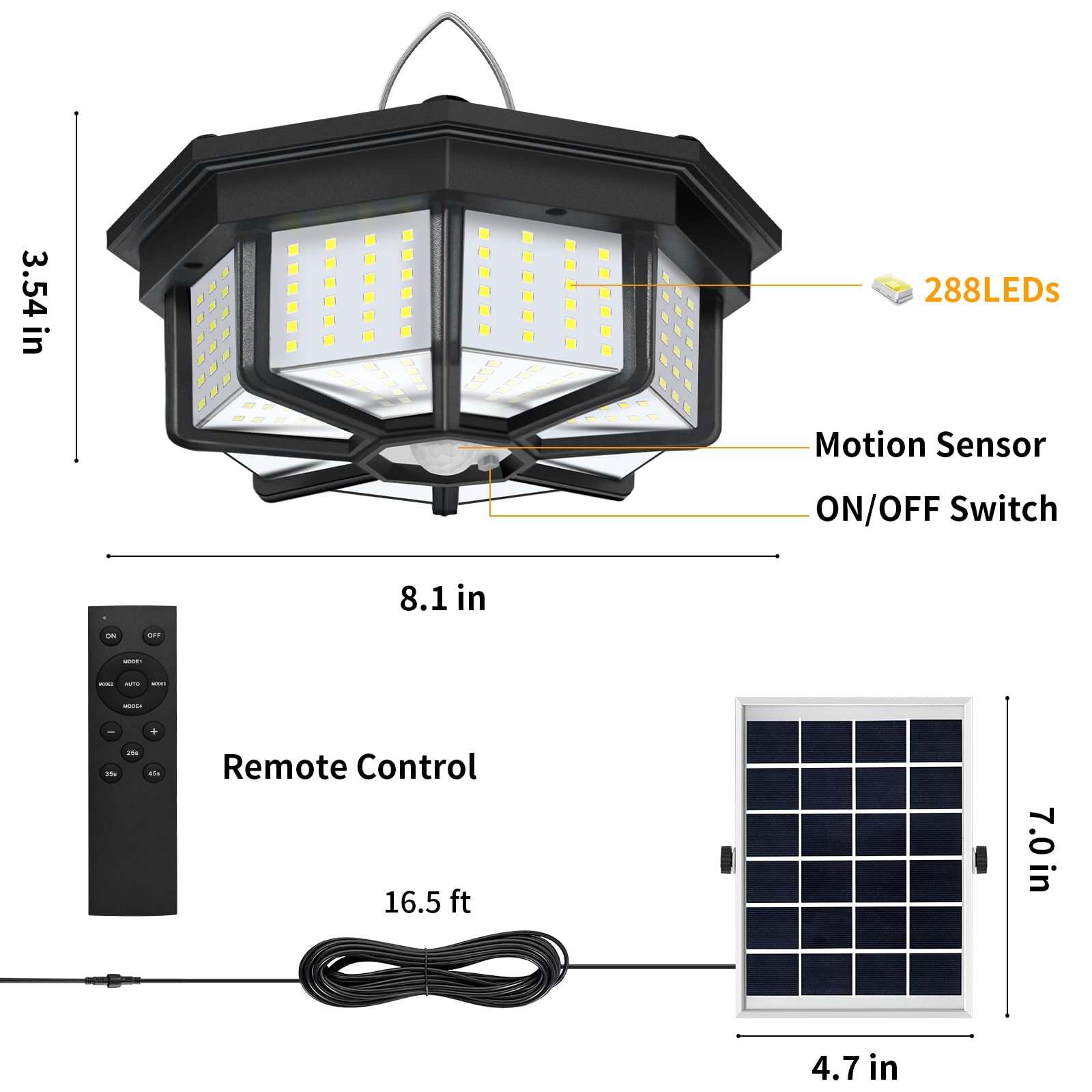 Solar Shed Lights Indoor Outdoor, Aqonsie 288Led Solar Powered Motion Sensor Pendant Light Daytime Available, Solar Indoor Light