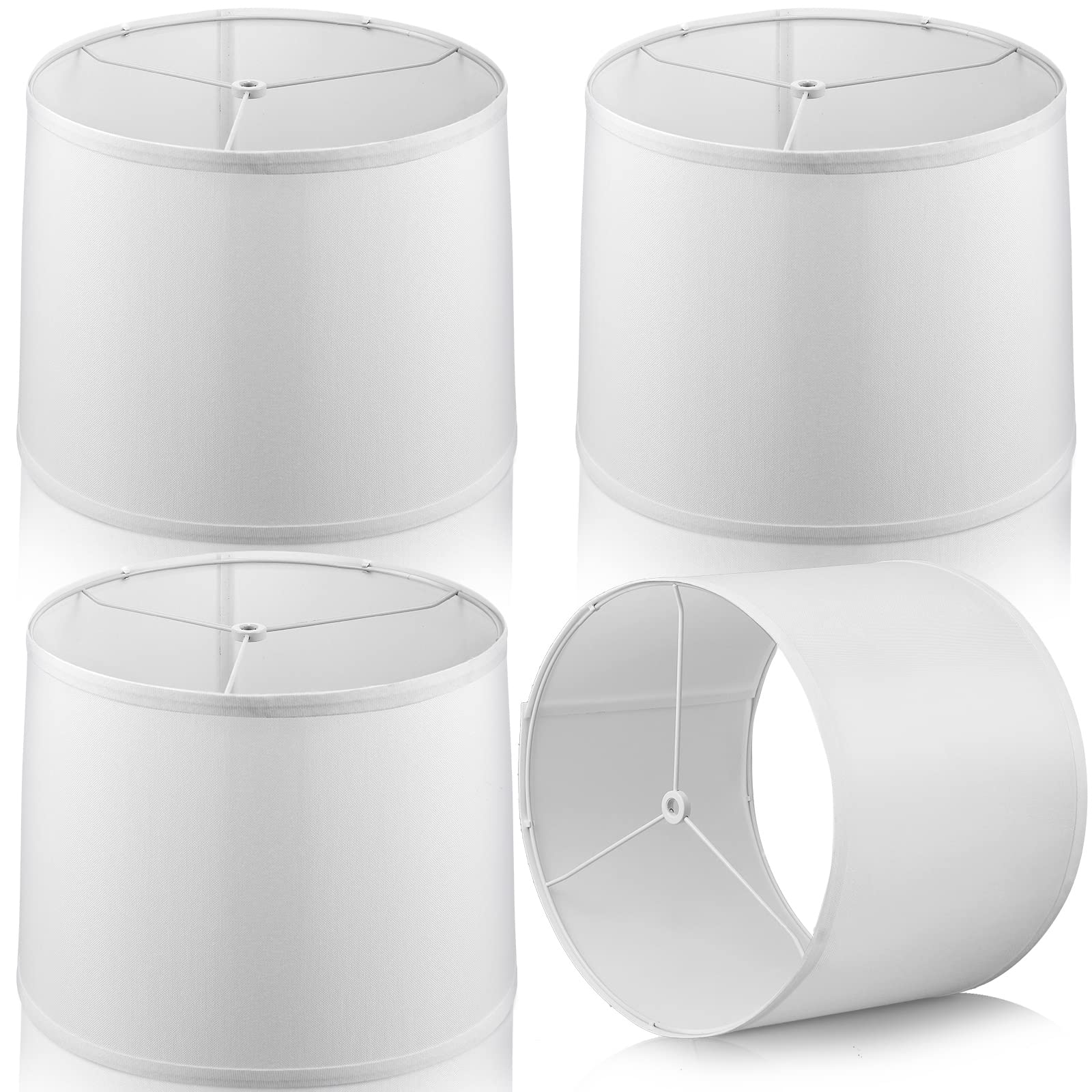 Nuanchu Set of 4 Drum Lampshade Natural Linen Lampshade medium 11.6 Inch Top x 12.6 Inch Bottom x 9.8 Inch High Classic Fabric L