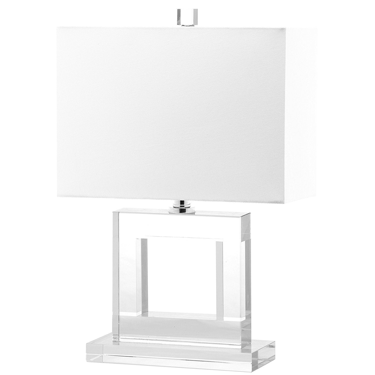 SAFAVIEH Lighting Collection Town Square Modern Square Crystal 21-inch Bedroom Living Room Home Office Desk Nightstand Table Lamp (LED Bulb Included)