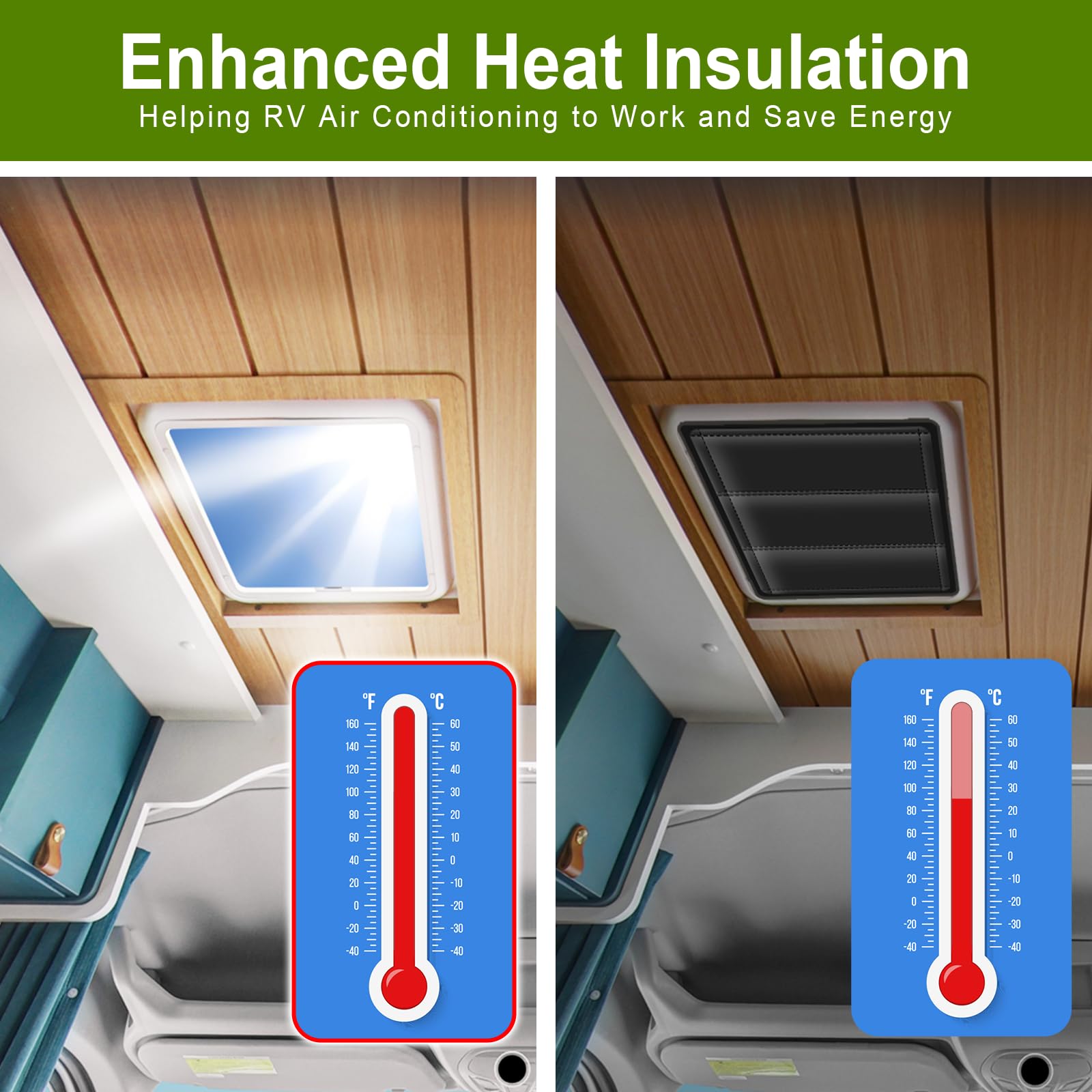 Veharvim RV Door Window Shade - Magnetic Blackout Cover, 16.25"x16.25", Waterproof Fabric, UV Protection, Model VH-SV04-1SM