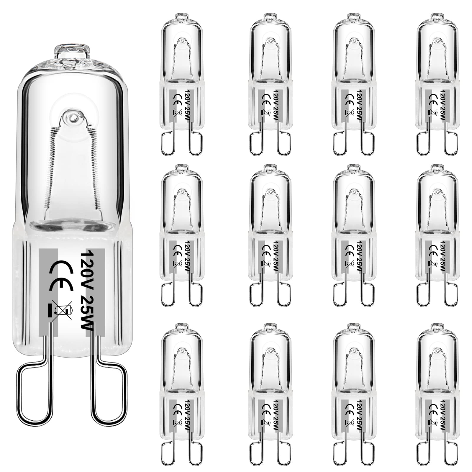 WeshLMPO G9 Halogen Bulbs 25W 120V Warm White Glass 12 Pack