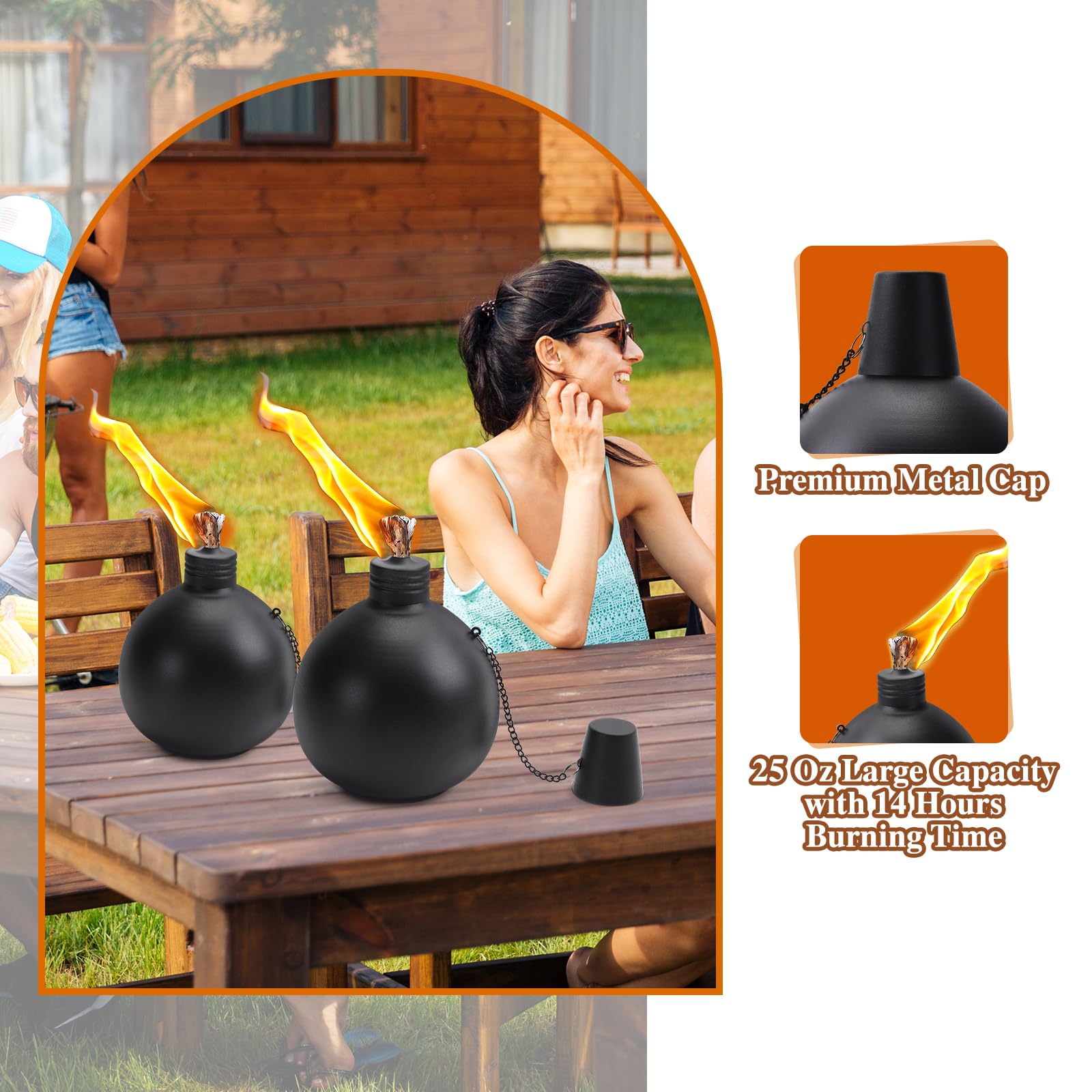 Mqkiwao 6 Pack Citronella Tabletop Torches  25 Oz Table Top Torches For Outdoor  Metal Oil Burner Candles  Garden Torches With Fiberglass Wick For Yard  Patio  Deck  Garden  Party  Landscape.