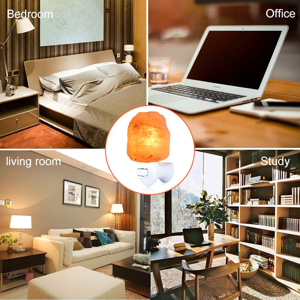 Pursalt Himalayan Salt Lamp Night Light, 2 Pack Natural, Pink Crystal Rock, 360° Rotatable Wall Plug, Model Psuswlb1P12P-N, Extra Bulbs Included
