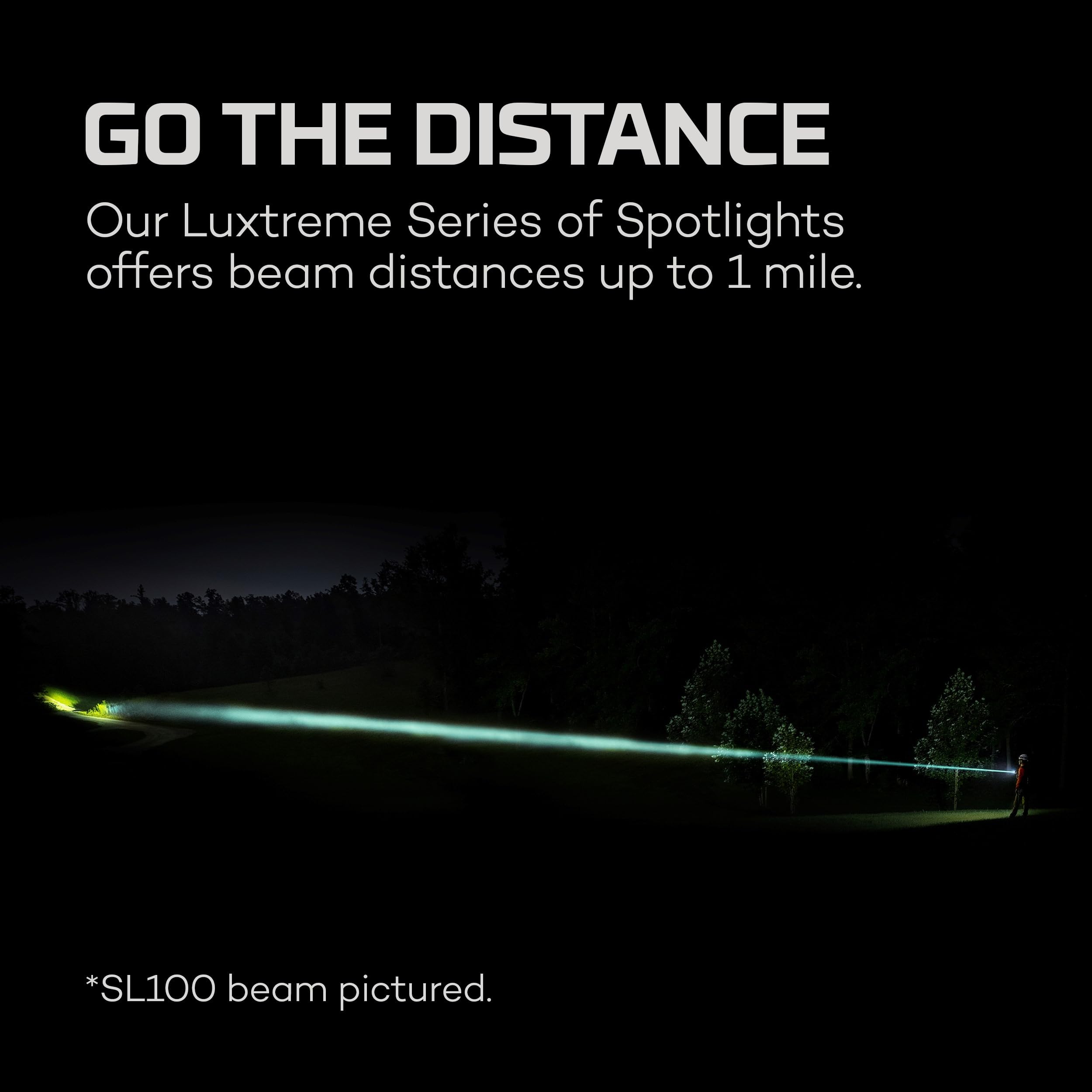 NEBO LUXTREME SL100 Spotlight | 640,000 cd, 500 Lumens, 1 Mile Beam, Rechargeable LEP Flashlight & COB Flood Light, 13.75 Hours