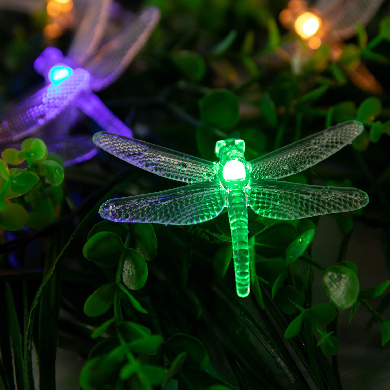 Brightown Dragonfly Solar String Lights, 25.6FT, 30 LED, Waterproof, 8 Modes, Multicolor