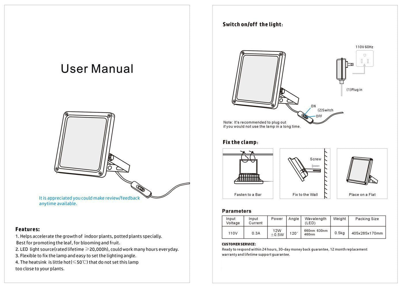 Acke Led Grow Lights Full Spectrum,Plant Lights,Growing Lamps 12W For Indoor Plants,Hydropoincs