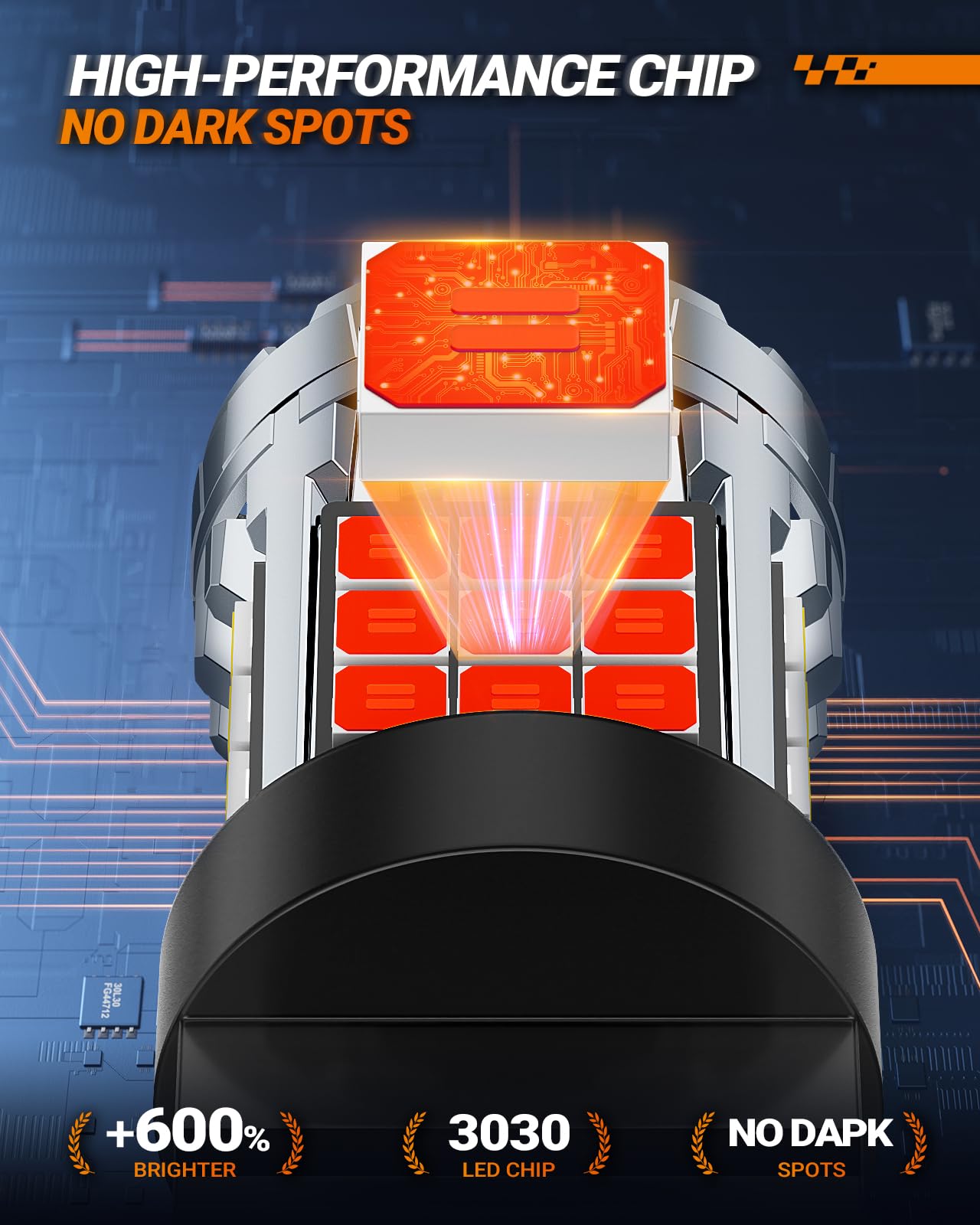 SEALIGHT 3157 LED Brake Light Bulbs, Red, 600% Brighter, Anti Hyper Flash, Built-in Resistor, 2 Pcs, Upgraded