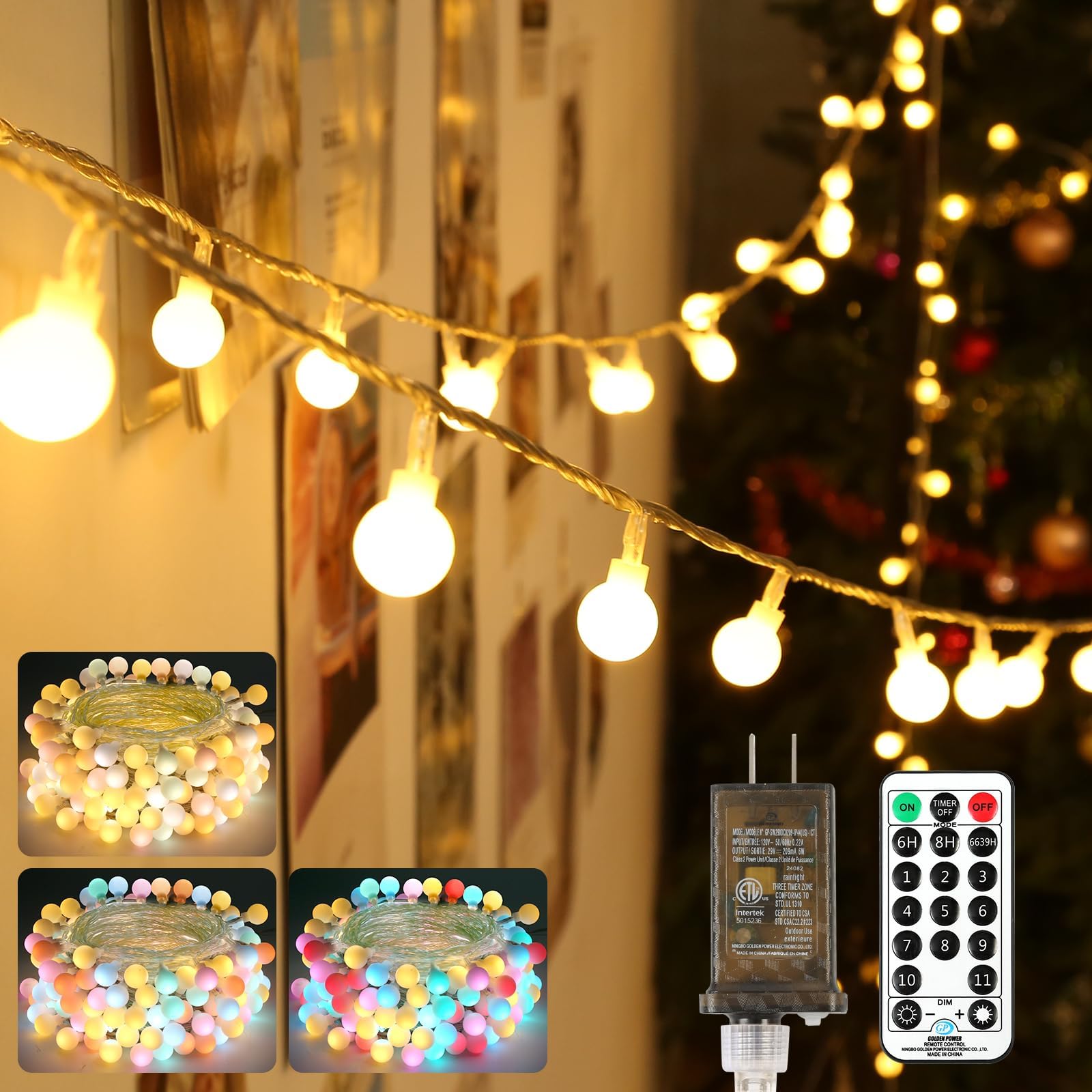 OMIKA 50FT Pastel Christmas Lights Plug in Connectable, 150 LED Multicolor and Warm White Globe String Lights with Remote Timer for Indoor Classroom Party Outdoor Bedroom Pastel Decor