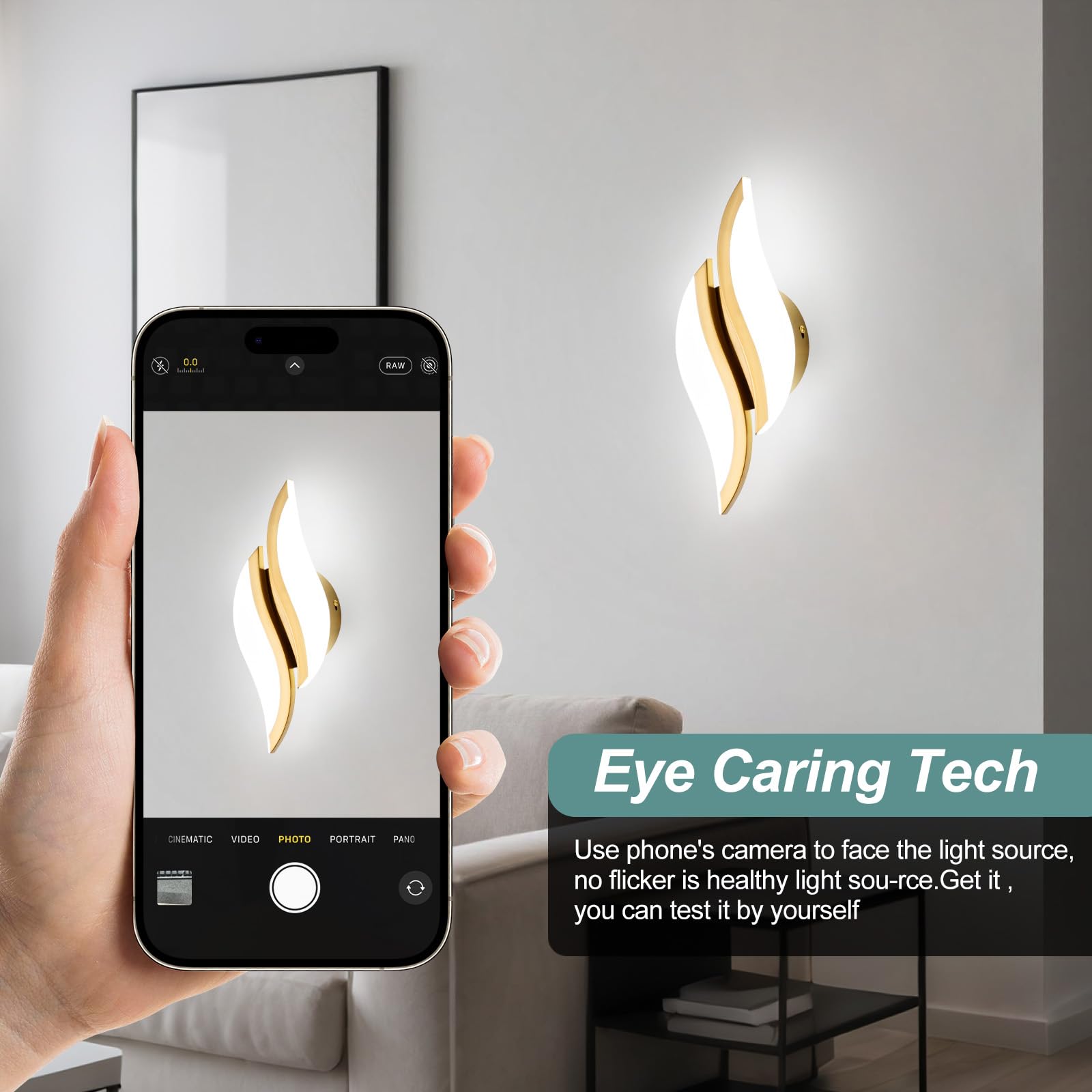 CANEOE Modern LED Wall Sconce, 6000K Cold White, Acrylic Light Fixture, Gold, 1 Pack, Model WL-YZ-C for Living Room, Bedroom, Bathroom