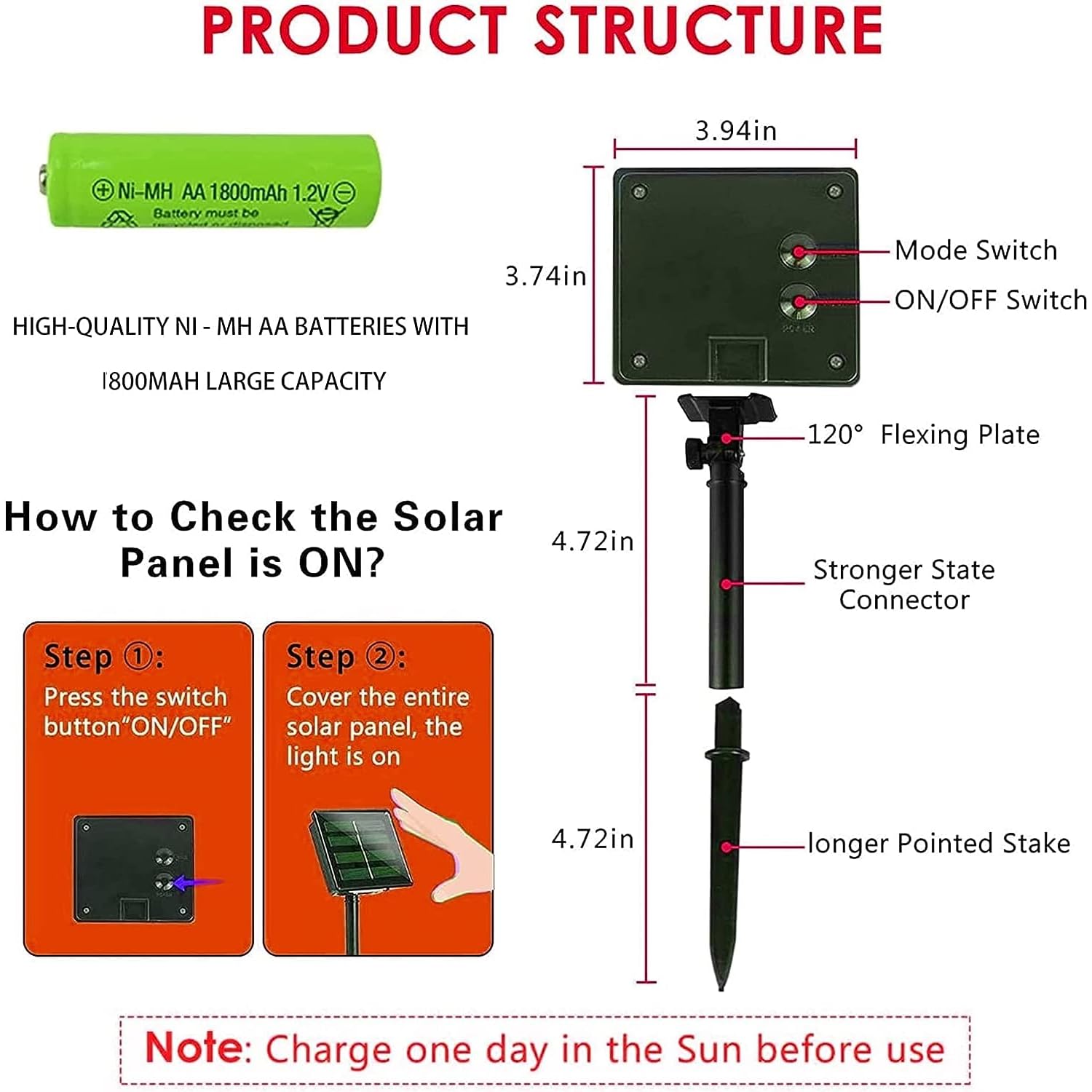 Dazzle Bright 2 Pack 200 Led 66 Ft Red Christmas Solar String Outdoor Lights, Solar Powered With 8 Modes Waterproof Fairy Lights For Bedroom Patio Garden Tree Party Yard Decoration