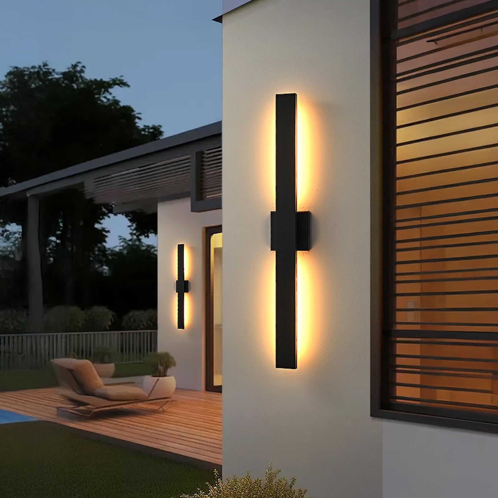 JOKAONOTL Black Long LED Porch Lights 34 in Modern Exterior Lighting Fixtures Waterproof Outdoor Wall Lights Outside Lights for 
