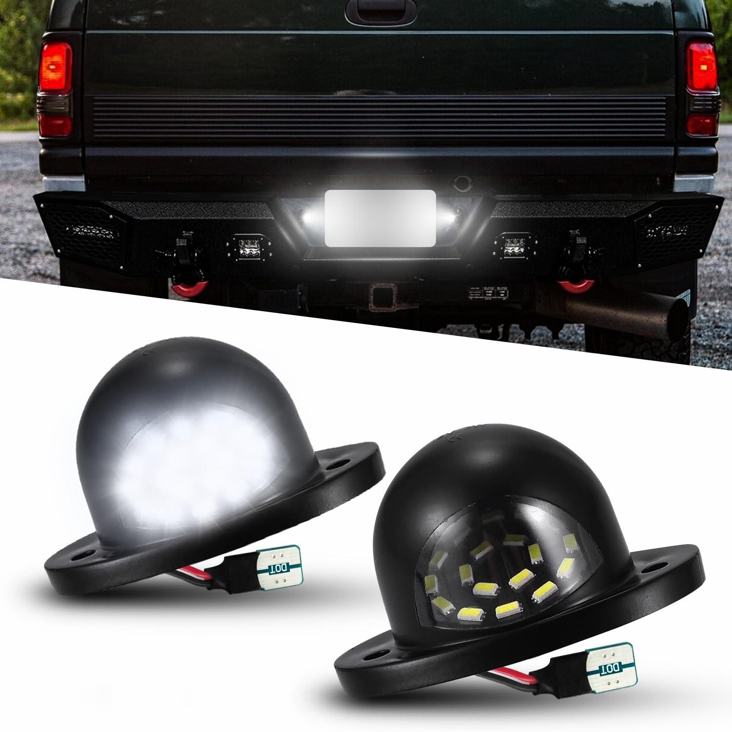 LESAUCE LED License Plate Light, 6000K White, Tag Lamp Assembly Replacement for Dodge Ram 1500 2500 3500, 1994-2001, Pack of 