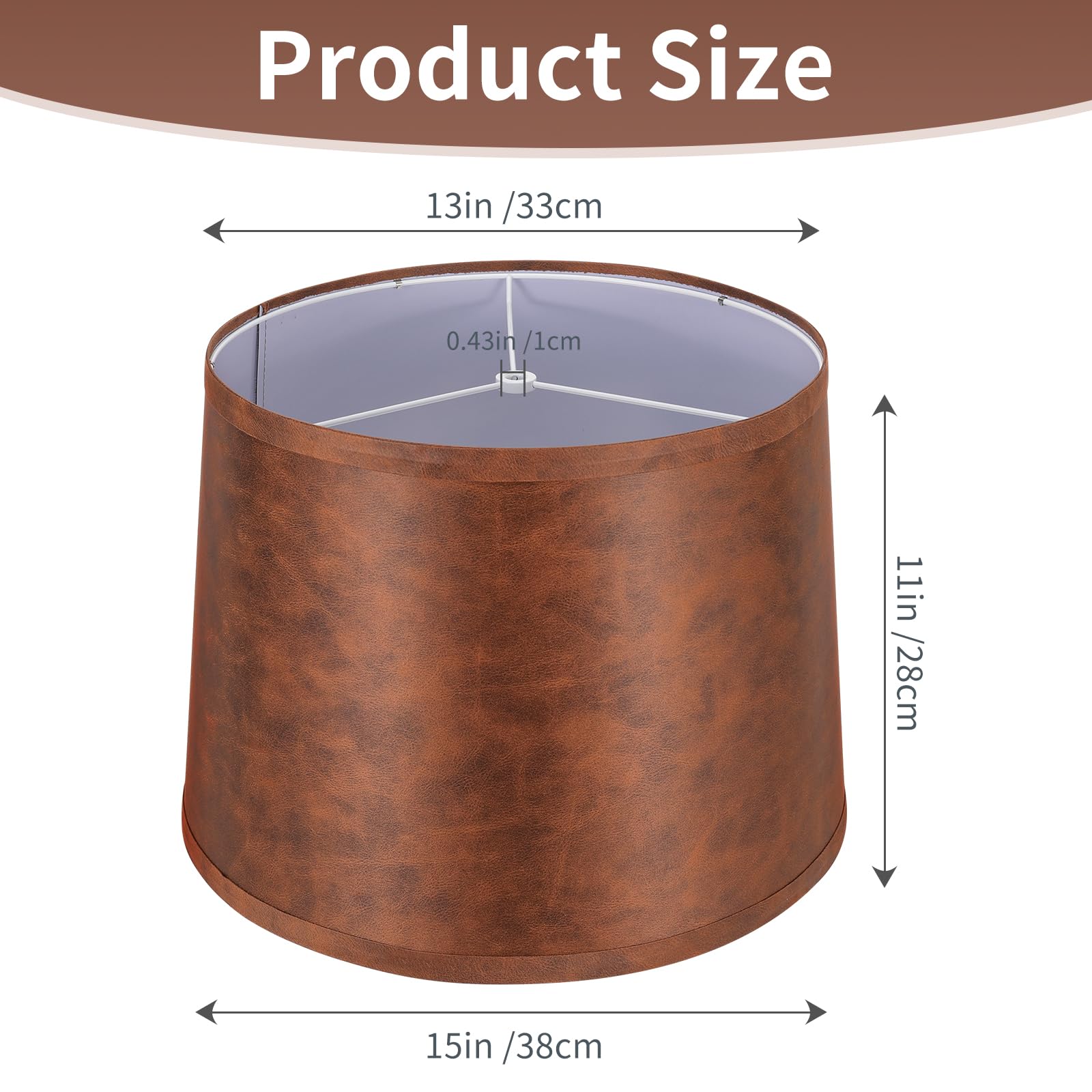ALUCSET Drum Lampshades 2pcs, Large 13inx15inx11in, compatible with Brown Cowhide, Linen, Model LLA-S2426N, Spider Fitter