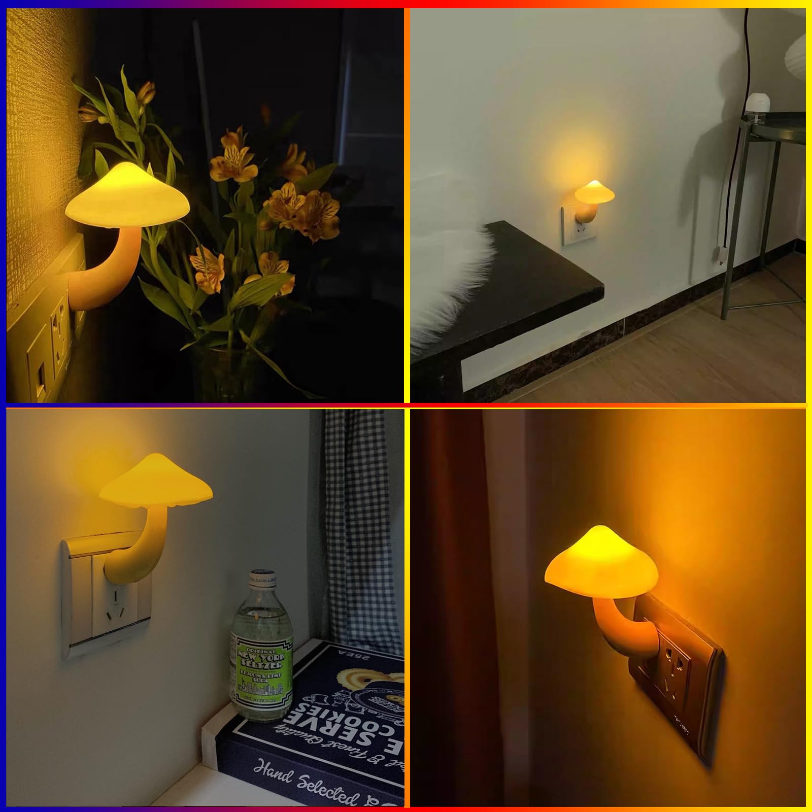 Esupport Mushroom-Shaped Led Night Light, Energy Saving, Yellow, Model Es-Lnh001, 50000H Lifespan, One Size