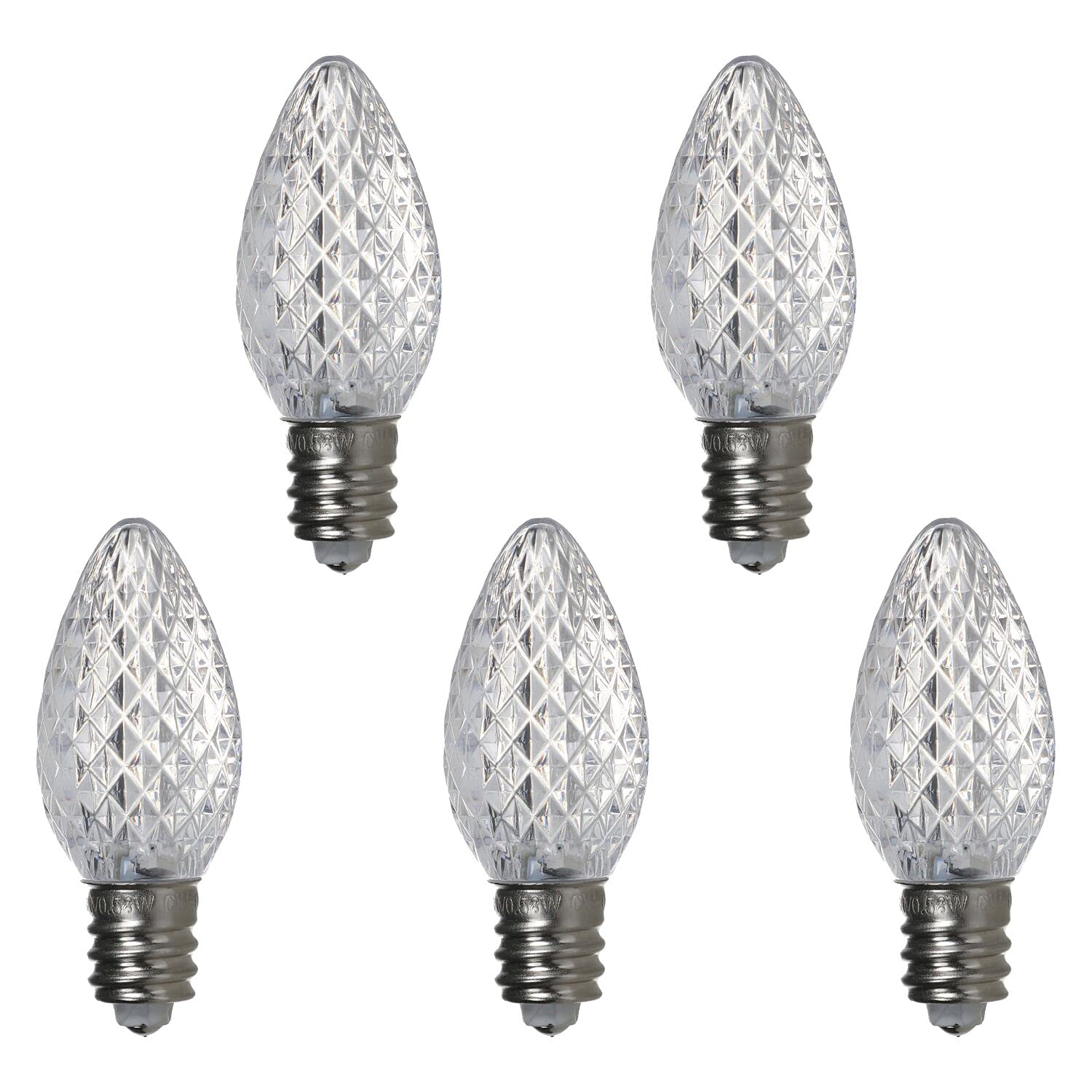 Pack Of 25 C7 Led Christmas Light Replacement Bulbs For Outdoor Holiday Decoration, Ul Ip65 Waterproof Dimmable Faceted C7 Light