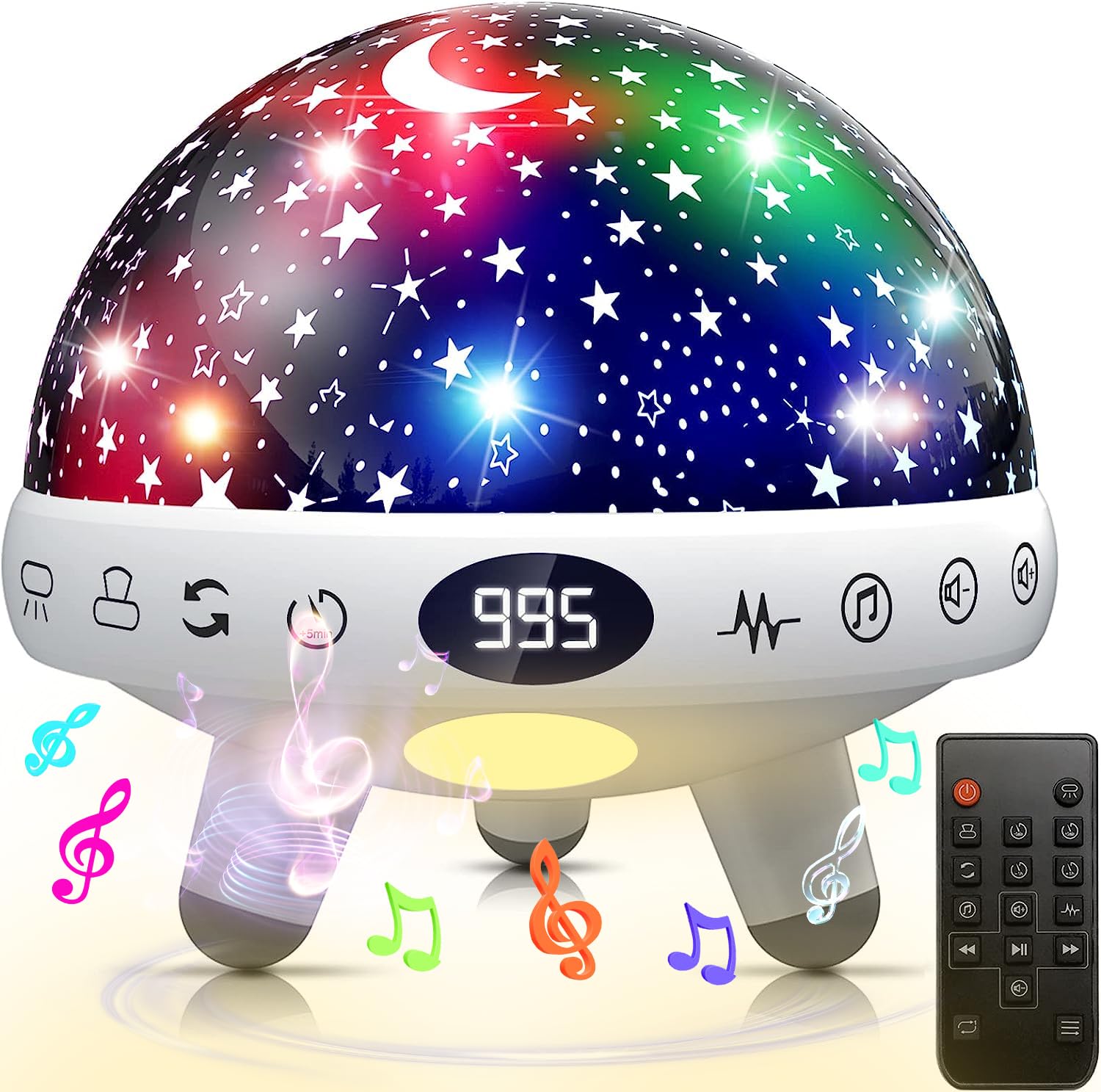 YACHANCE Kids Sound Machine with Night Light Projector, 29 Soothing Sounds, White, Model YC-008, Plastic