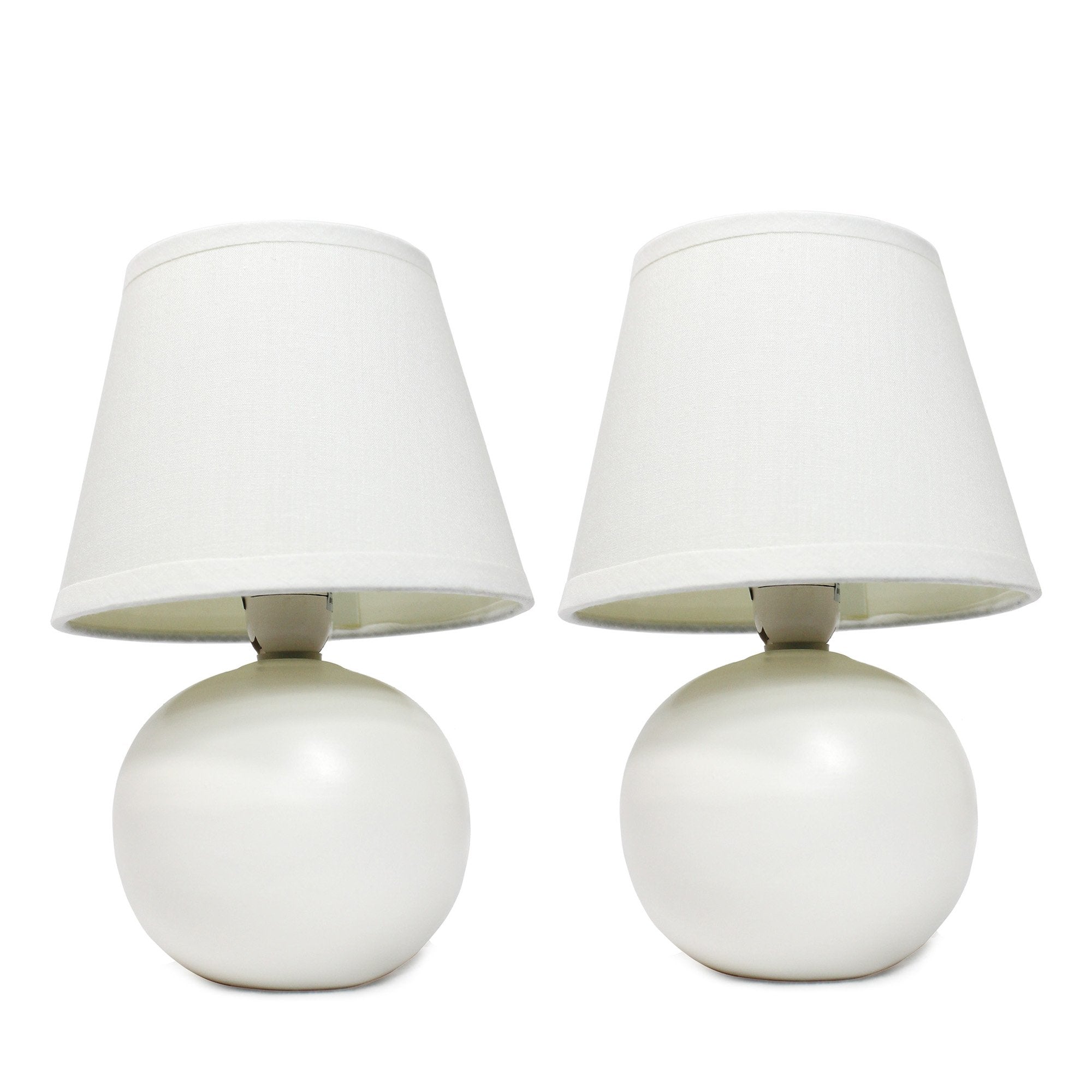Simple Designs Lt2008-Off-2Pk Mini Ceramic Globe Table Lamp 2 Pack Set, Off-White