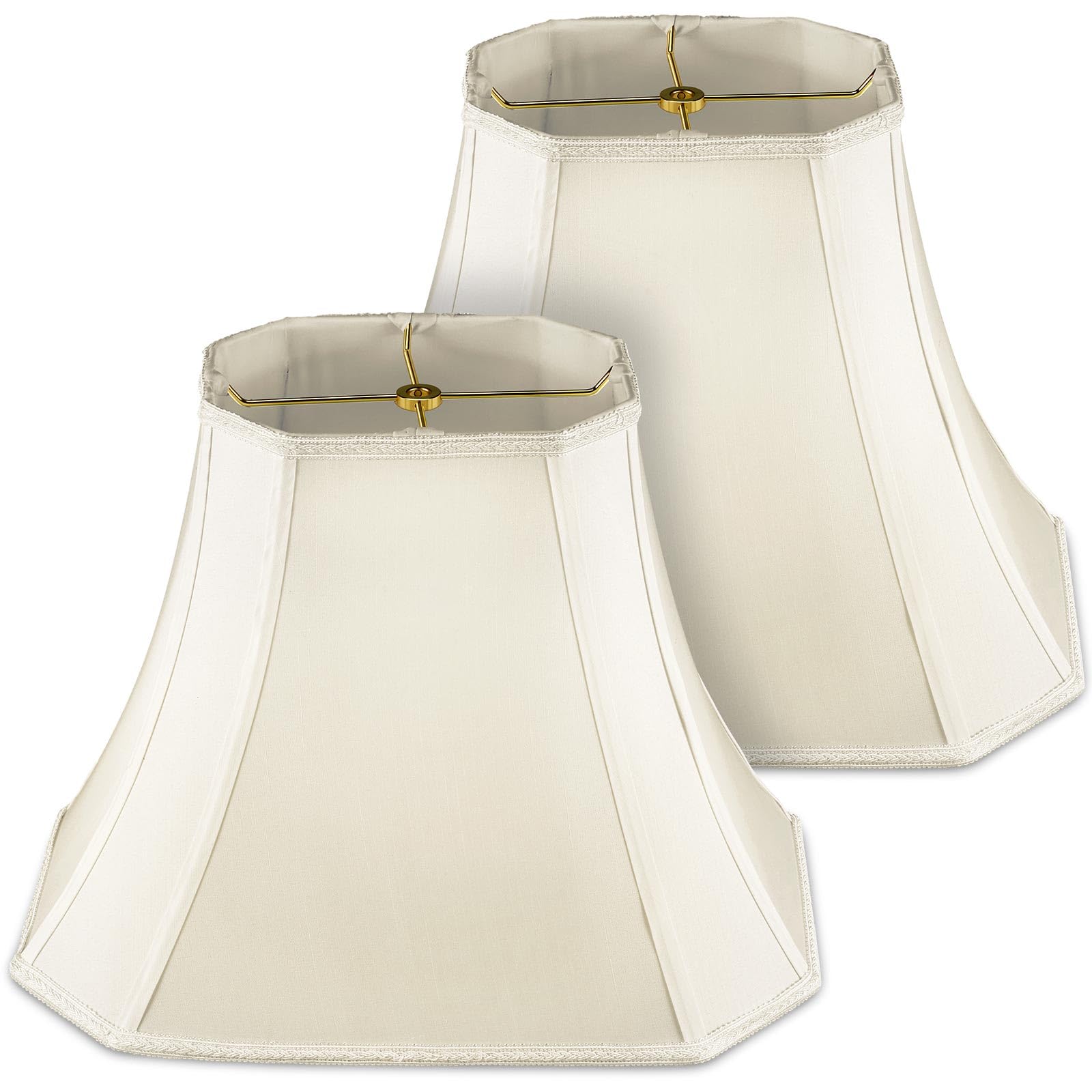 Glooglitter Set of 2 Bell Lamp Shade 5 x 6.5 Top 8 x 12 Bottom 10 High (Spider) Rectangle Cut Square Replacement Vintage Silk La
