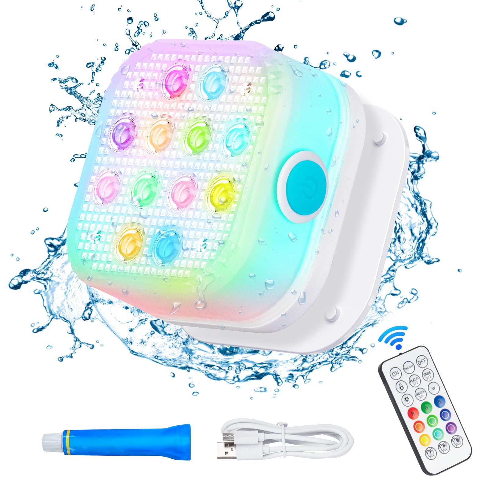 Pool Lights For Above Ground Pools Waterproof With Remote, Underwater Rechargeable 2600Mah Battery Magnetic 16 Color Changing Floating Submersible Pool Lights For Inground Pool Led Lights Party Decor