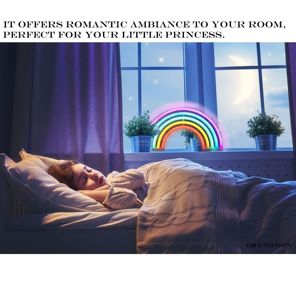 QiaoFei Rainbow Neon Light Sign LED Lamp for Kids, Battery/USB Operated, Colorful Wall Decor, Model QFLIGHT19030712