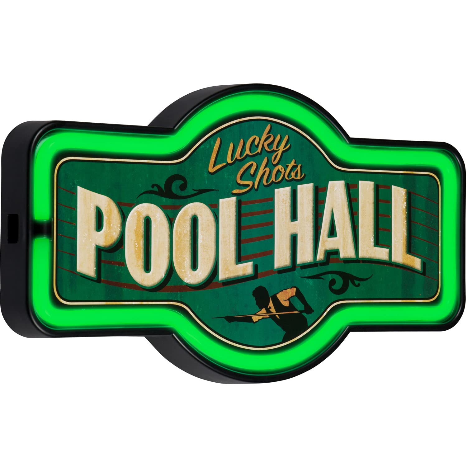 American Vintage Sign Co. LED Neon Sign - Retro Pool Hall Wall Decor - 17” x 9.5” - Plastic - Model 60010 - Game Room, Man Cave