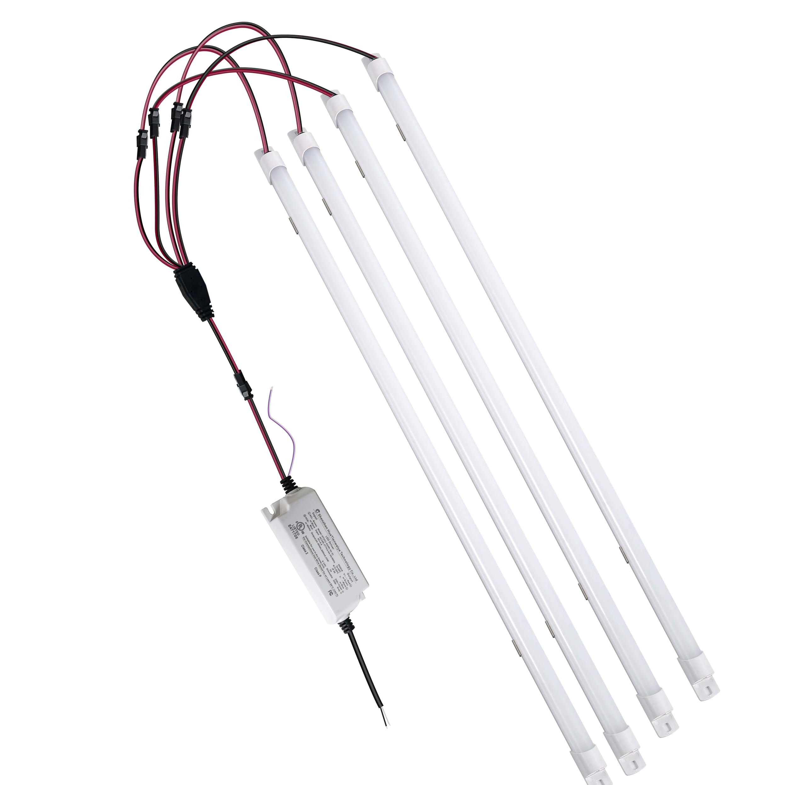 Jimwhen Magnetic Mount 4Ft Led Retrofit Kit,72W 2X4Ft(1 Driver & 4 Led Strips),150Lm/W,4000K Natural Light,0-10V Dimmable,T8 T10