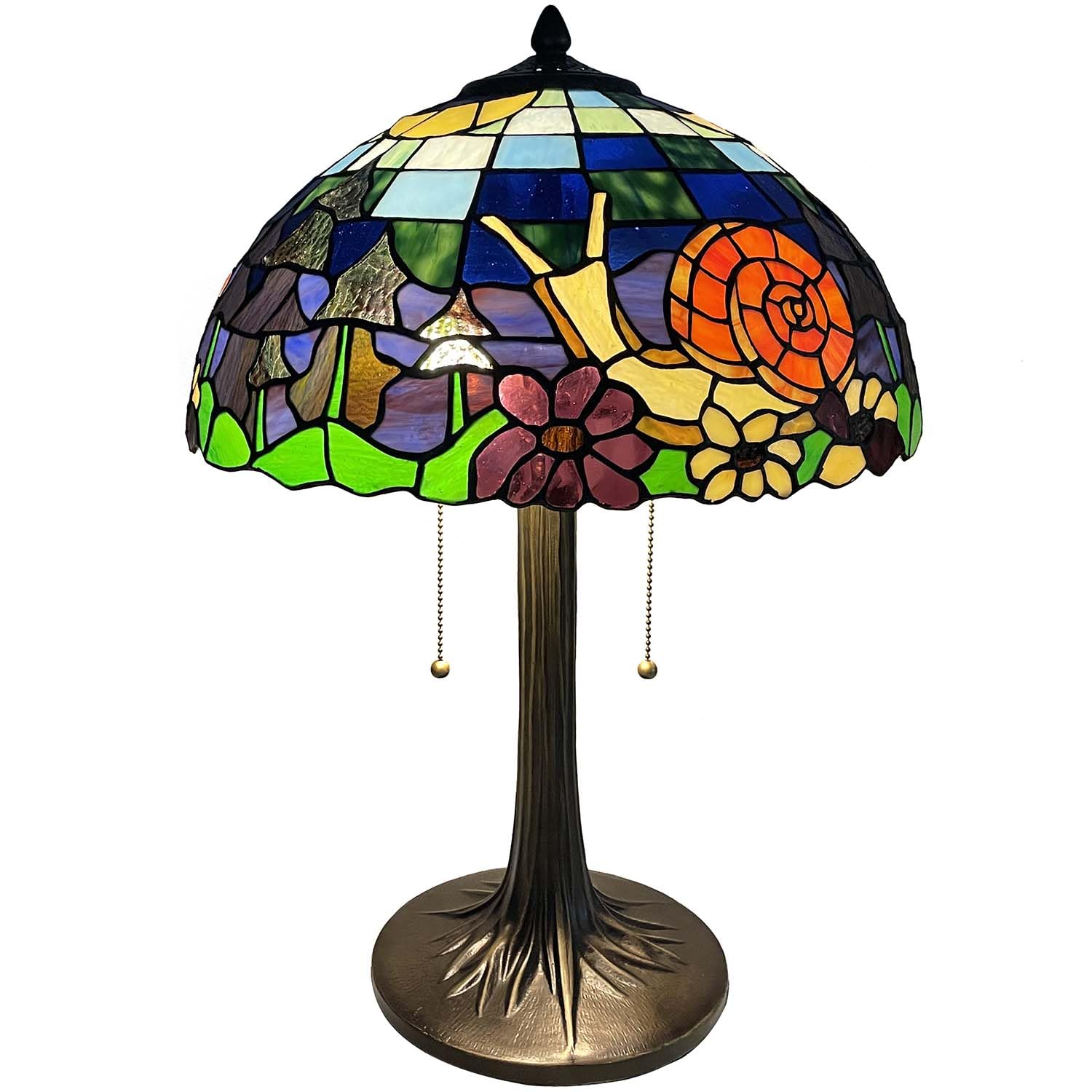 Bieye L13007 Land Snail Tiffany Style Stained Glass Table Lamp for Home Decoration (Orange, 16 W x 23 H)