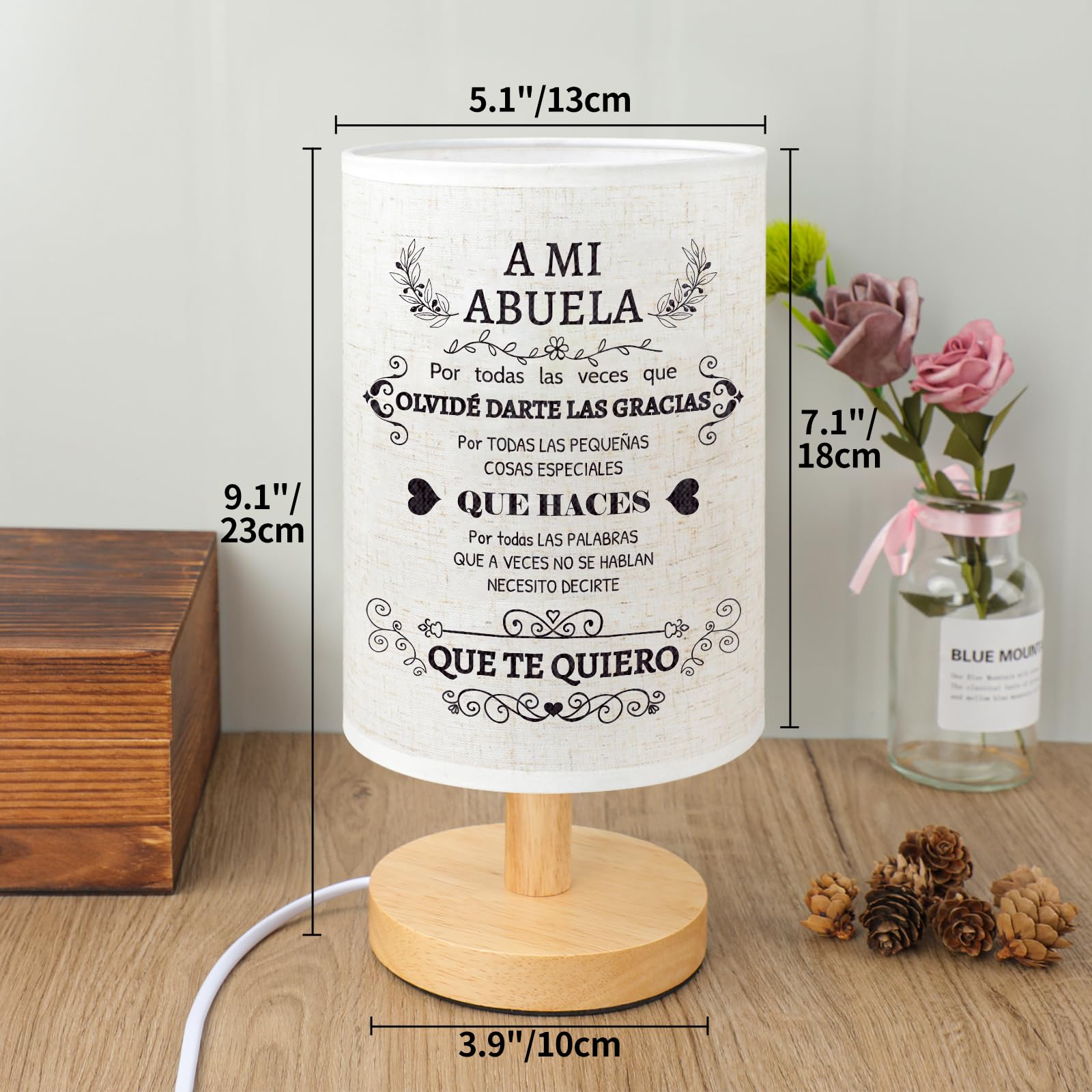 Souhoney Abuela Gifts Grandma Birthday In Spanish  Birthday Christmas Grandmother Gifts In Spanish For Grandma Lamp Mothers Day Fabric Desk Lamp Home Decor