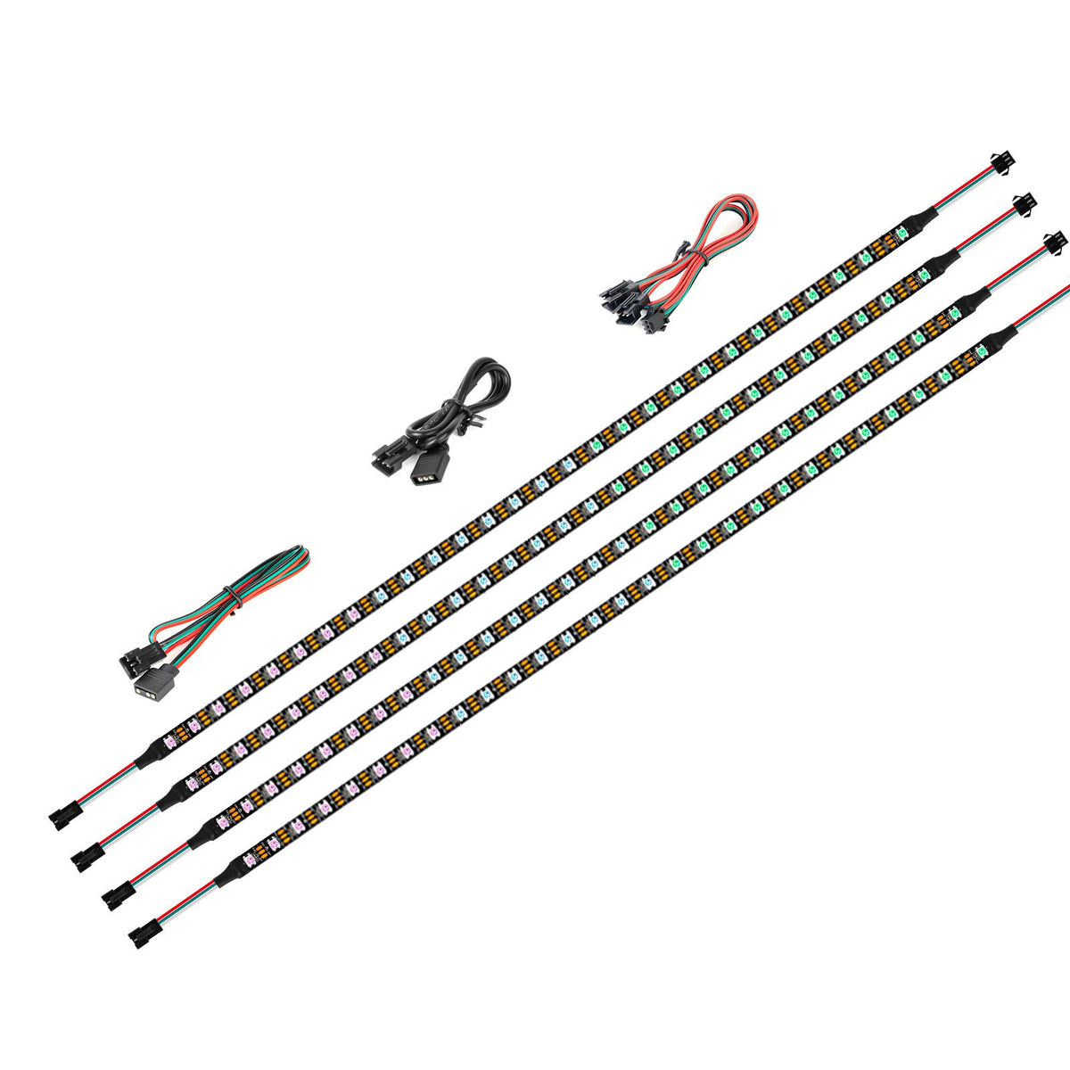 Btf-Lighting Ws2812B Ic Led Rgb Pc Light Strip 4Pcs 19In Individually Addressable Led Strip For 5V 3-Pin Rgb Led Headers For Asu