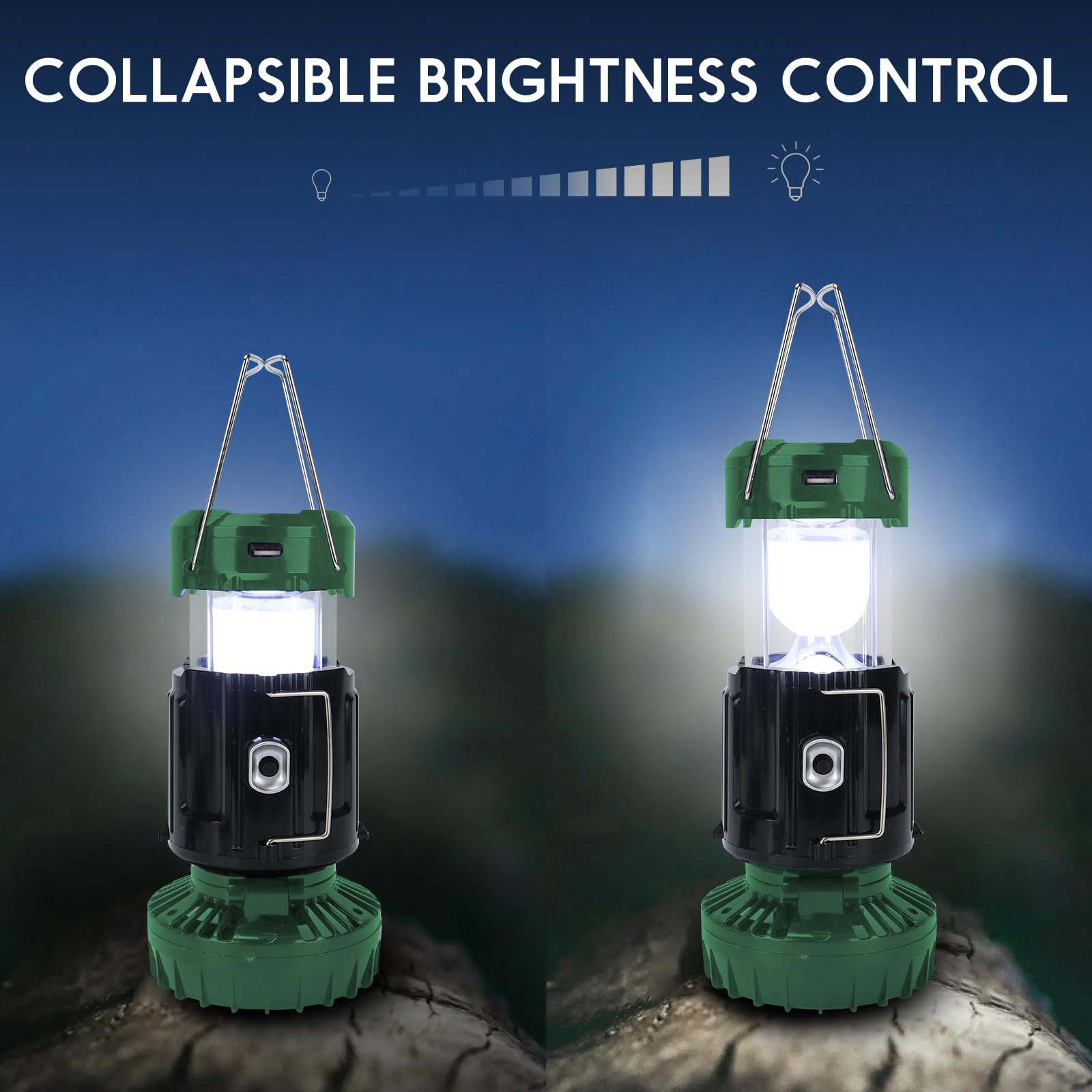 BUGPASS Solar Camping Lantern with Fan, Rechargeable, Lightweight, Green, Model: Lanterns for Power Outages