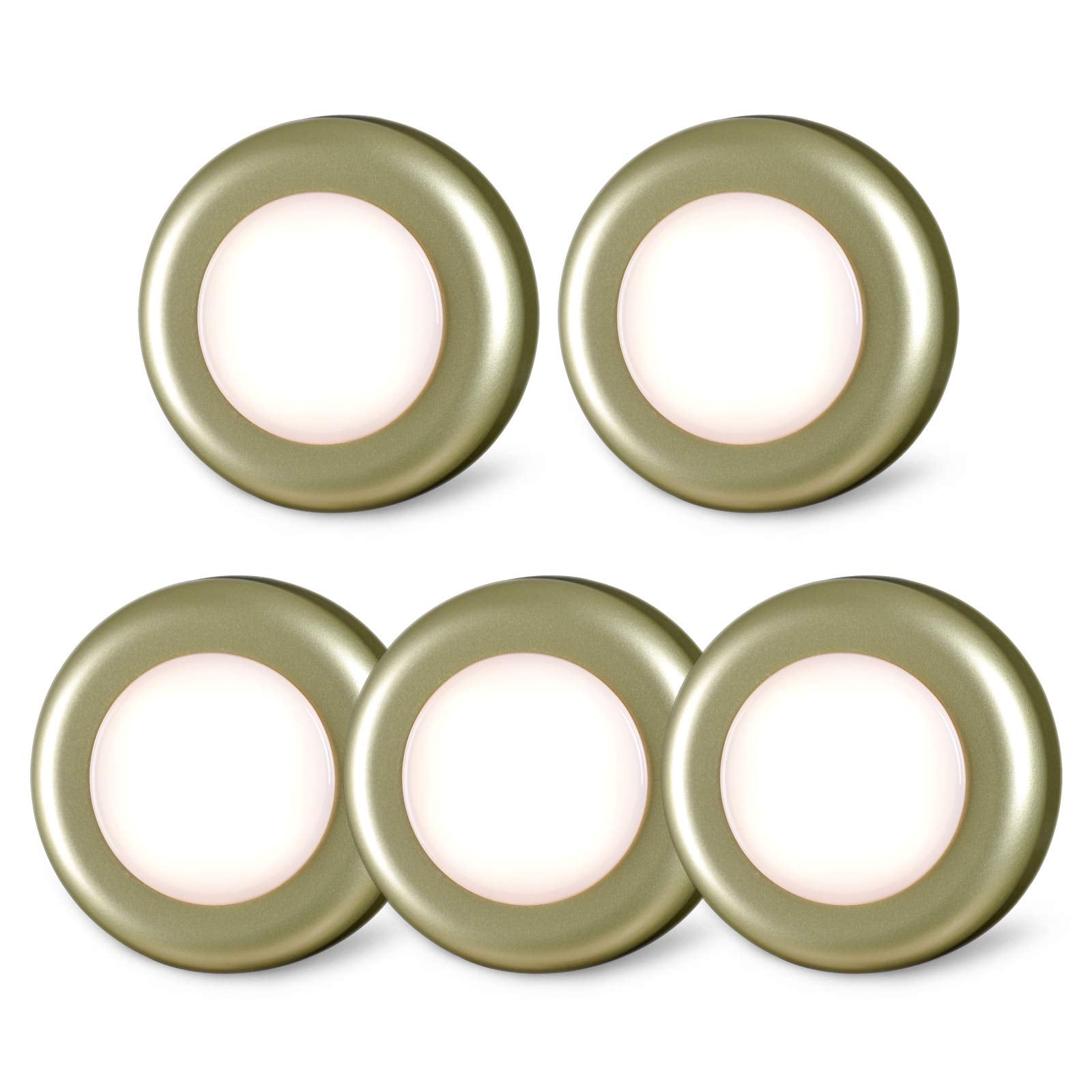 Star-Spangled 5 Pack Push Tap Lights, Led Touch Puck Lights, Golden Warm White, Battery Operated, Model Us-8016-Ye5-G