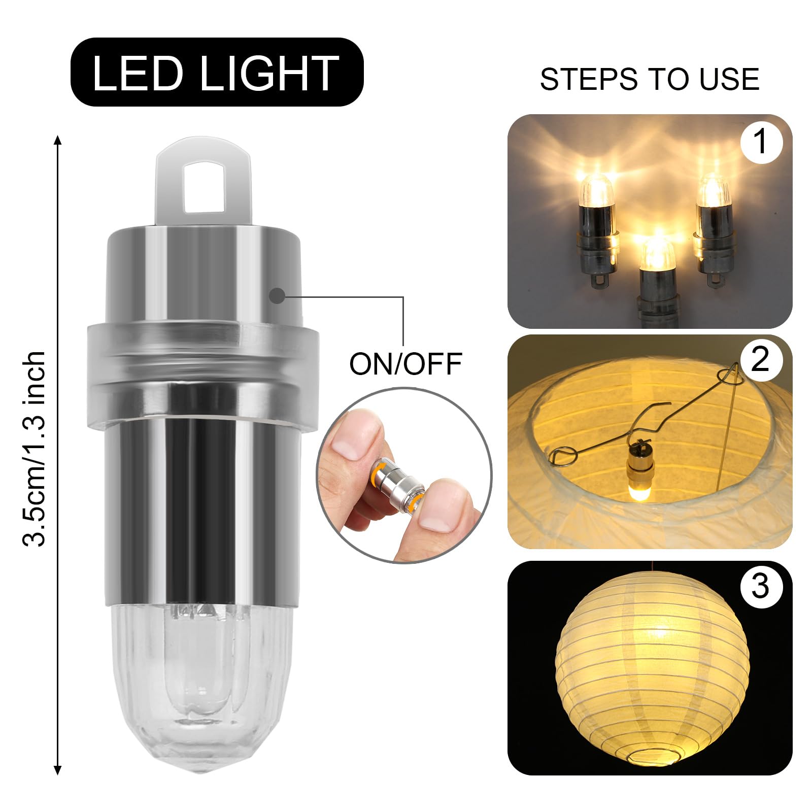 LIHAO 30x Battery Operated LED Party Lights - Warm White, Waterproof, Ideal for Balloons & Lanterns, Model L370