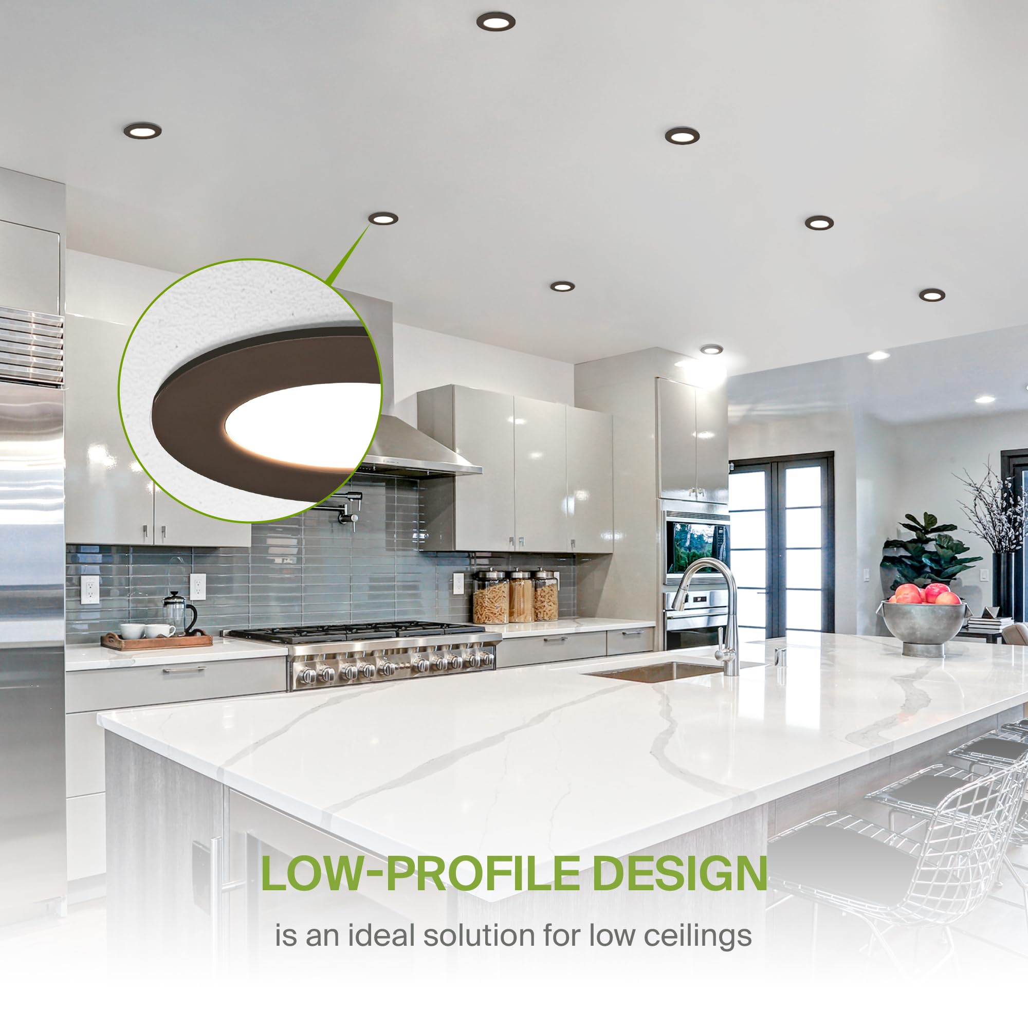 Asd 6 Pack 3 Inch Led Recessed Light 6W  5 Cct 2700K-5000K Cri90+  Ic Rated Ultra Thin Dimmable Ceiling Lights With J Box  Canless Wafer Downlight  Round Slim Panel Lighting  Energy Star Etl  Bronze