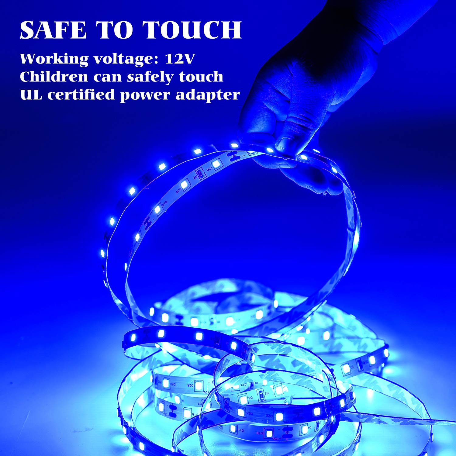 Marreal 12 Volt 20Ft Blue Led Strip Lights, Non-Waterproof 360 Leds Blue Led Lights For Bedroom, Shops, Christmas, Halloween.