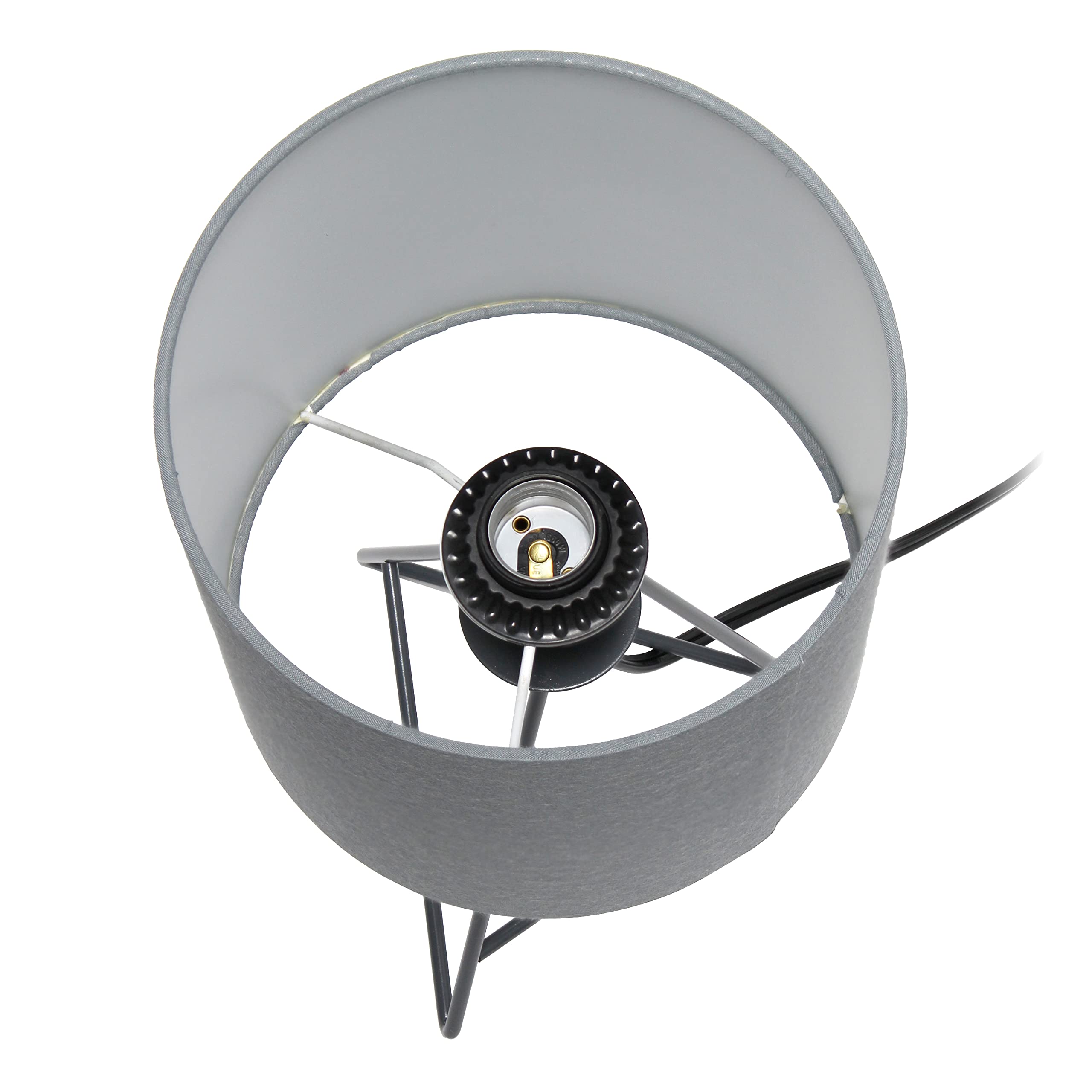 Simple Designs Lt2066-Gdw 14'' Down To The Wire Metal Table Lamp With Fabric Shade, Gold With White Shade (Pack Of 8)