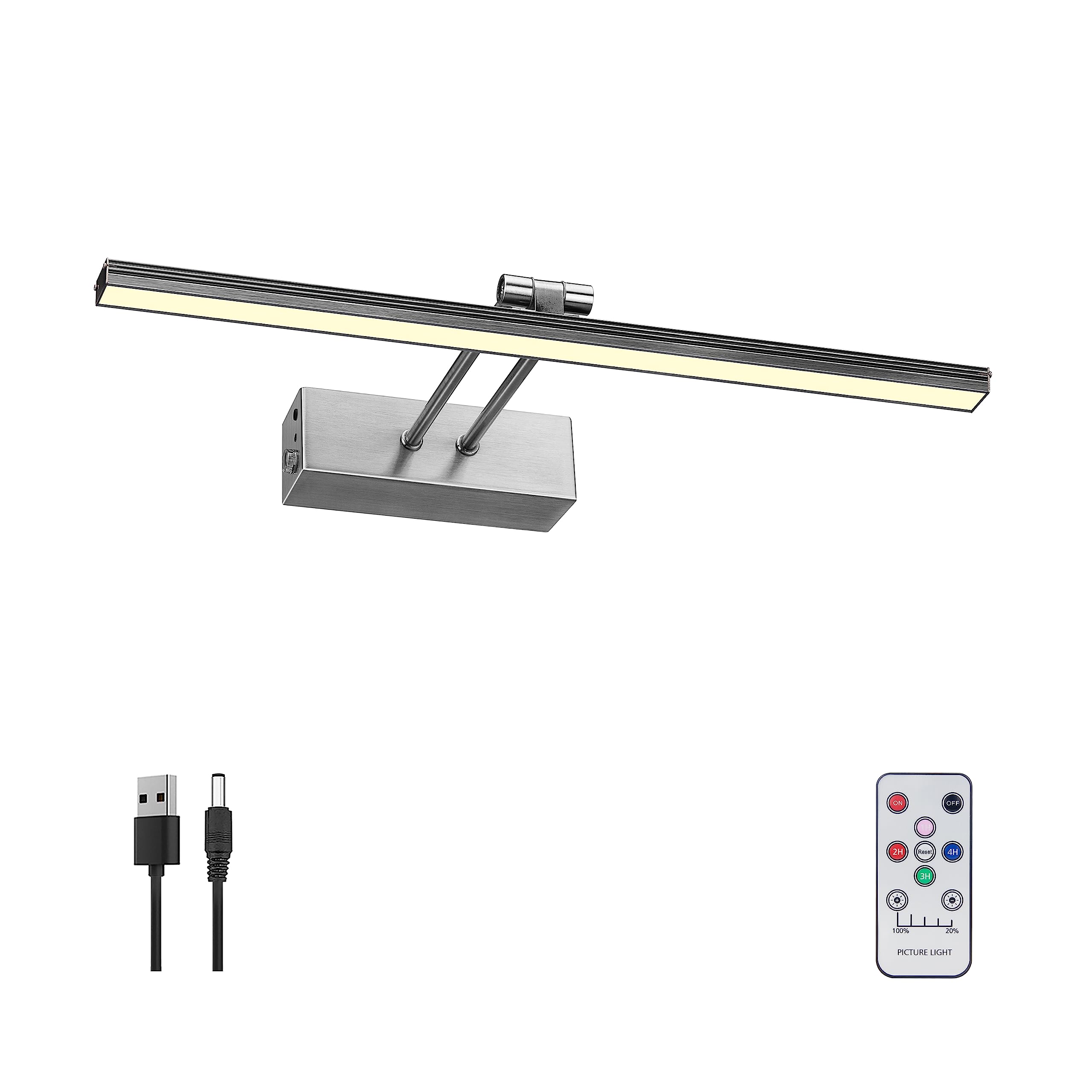 FUNCHDAY Picture Light,Battery Art Lights for Wall,Wireless Remote Painting Light with Timer and Dimmable,13?etal Display Lighti