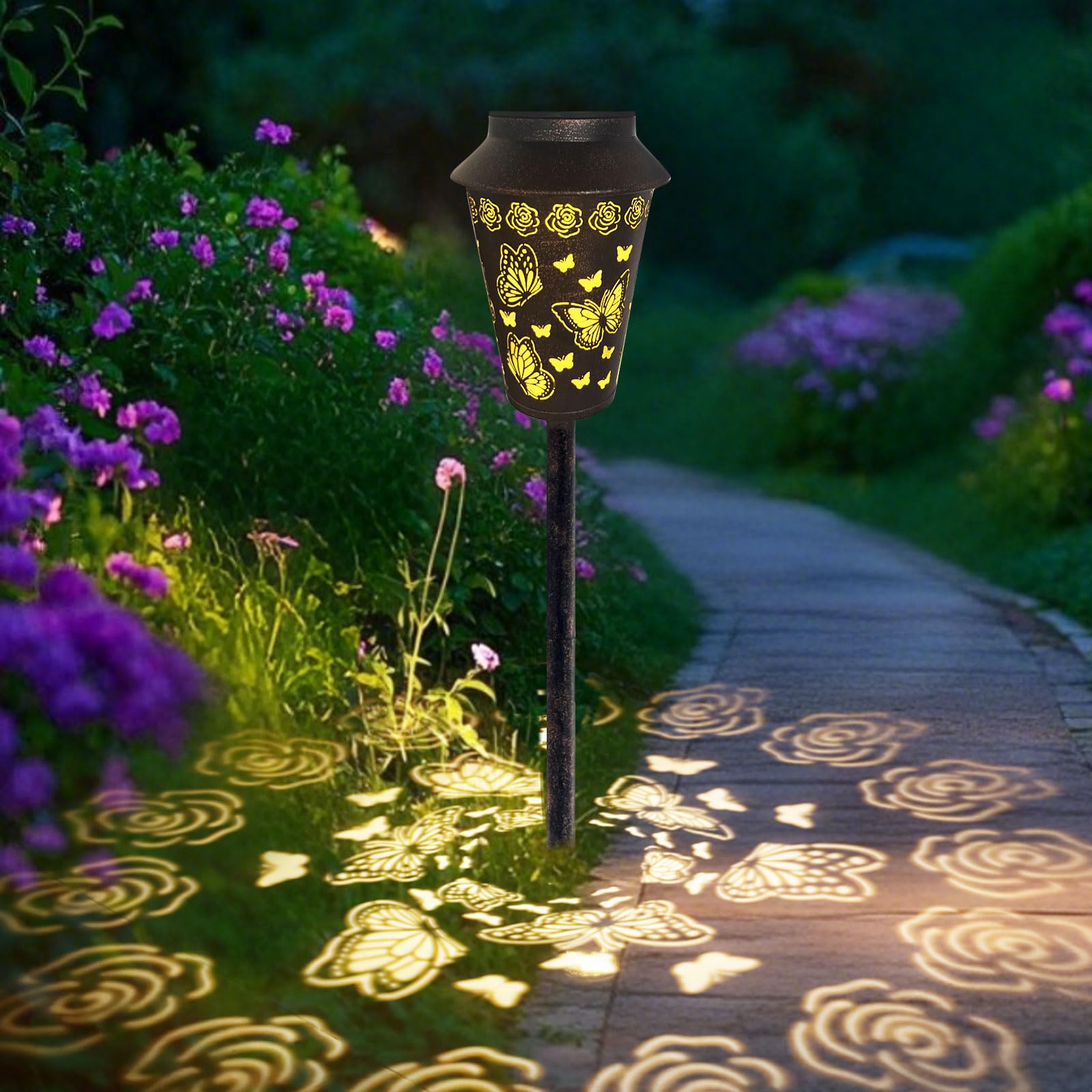 CHIC ORIGINS Solar Pathway Lights Outdoor Waterproof  Metal Copper Butterfly Solar Lantern for Yard  Garden  Walkway  Patio Decor and More  Ideal Landscape Lighting Gift for Women  Mom  Grandma
